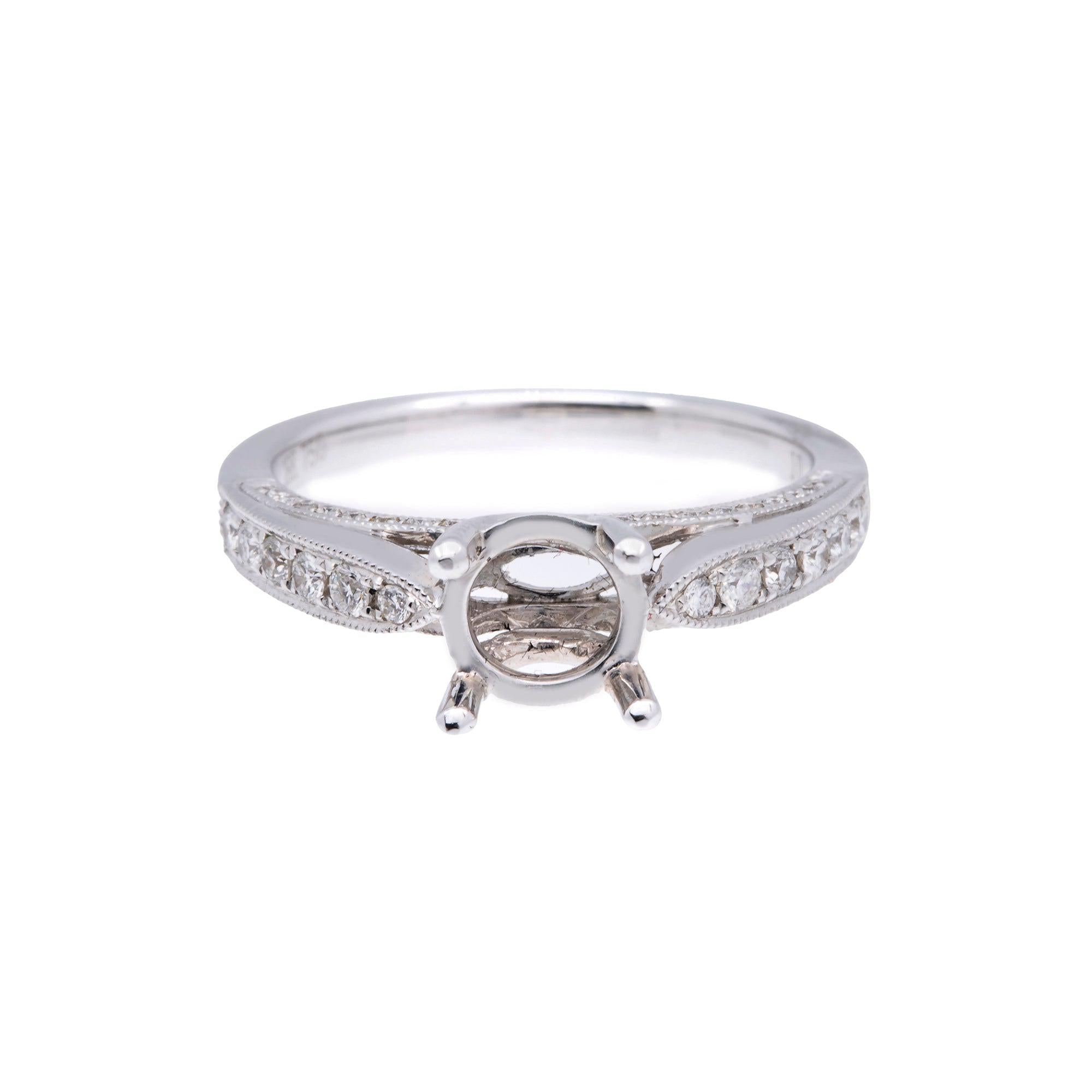 18K White Semi Mount Gold Round Diamond Ring