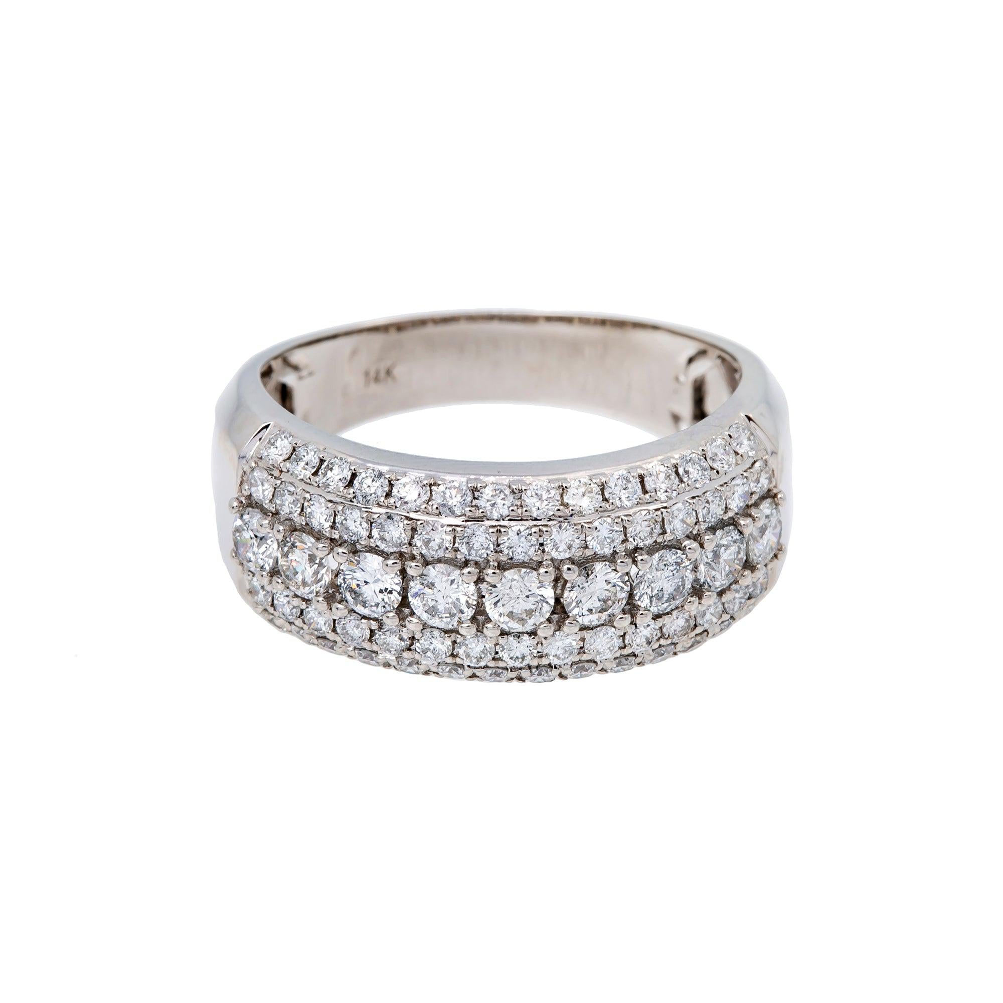 14K WHITE GOLD MEN'S RING WITH 2.20 CT  DIAMONDS