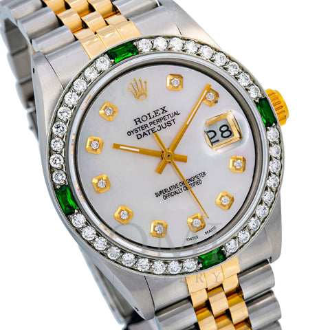 Rolex Datejust 16013 36MM White Mother of Pearl Dial With Two Tone Jubilee Bracelet