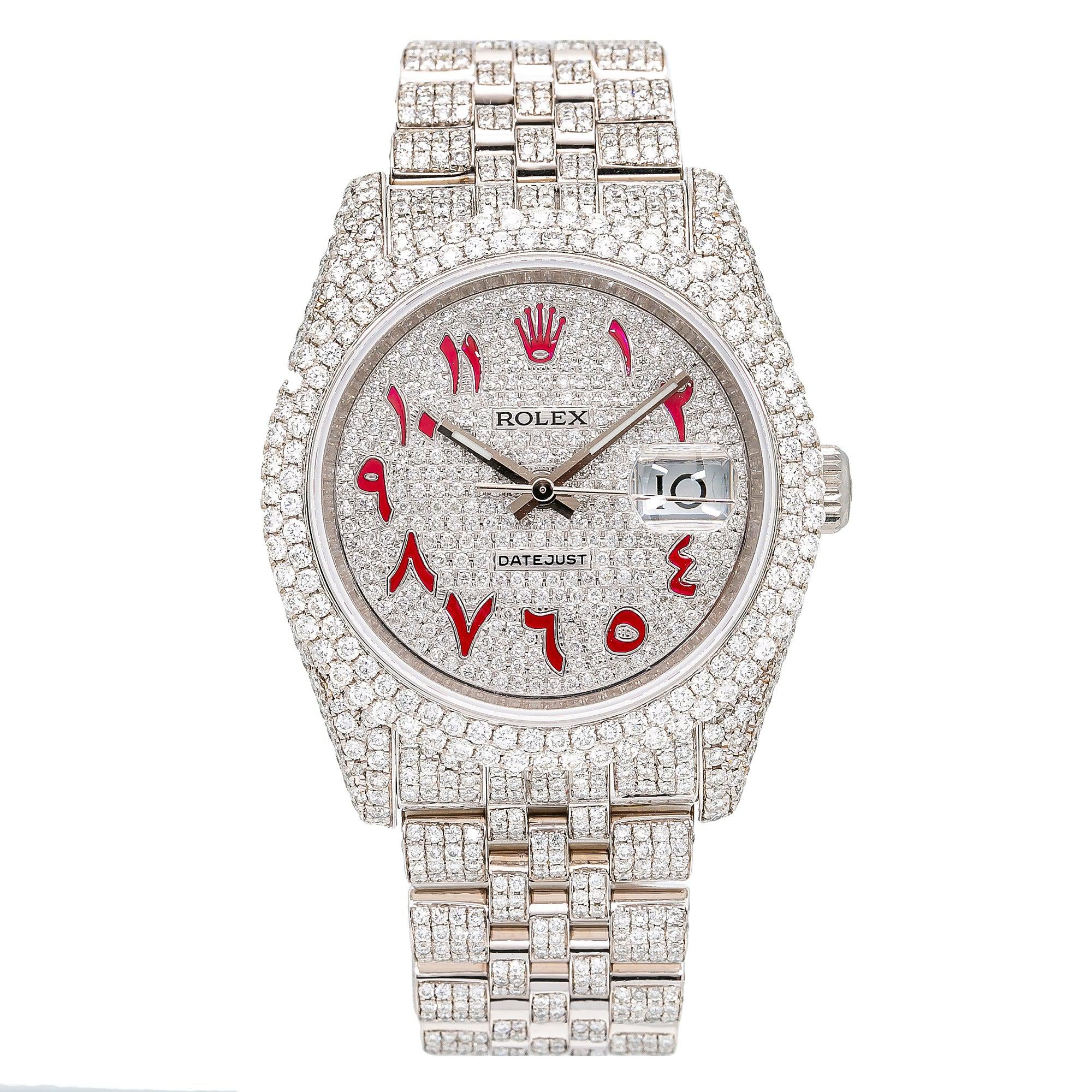 Rolex Datejust 36MM 116234 Diamond Paved Red Eastern Arabic Dial