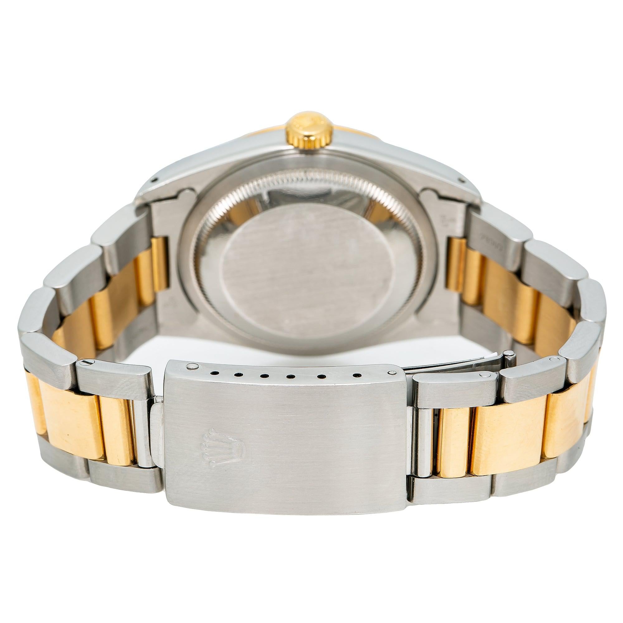 Rolex Datejust 36MM 16203 Black Diamond Dial Smooth Bezel Two Tone Yellow Gold Oyster Bracelet