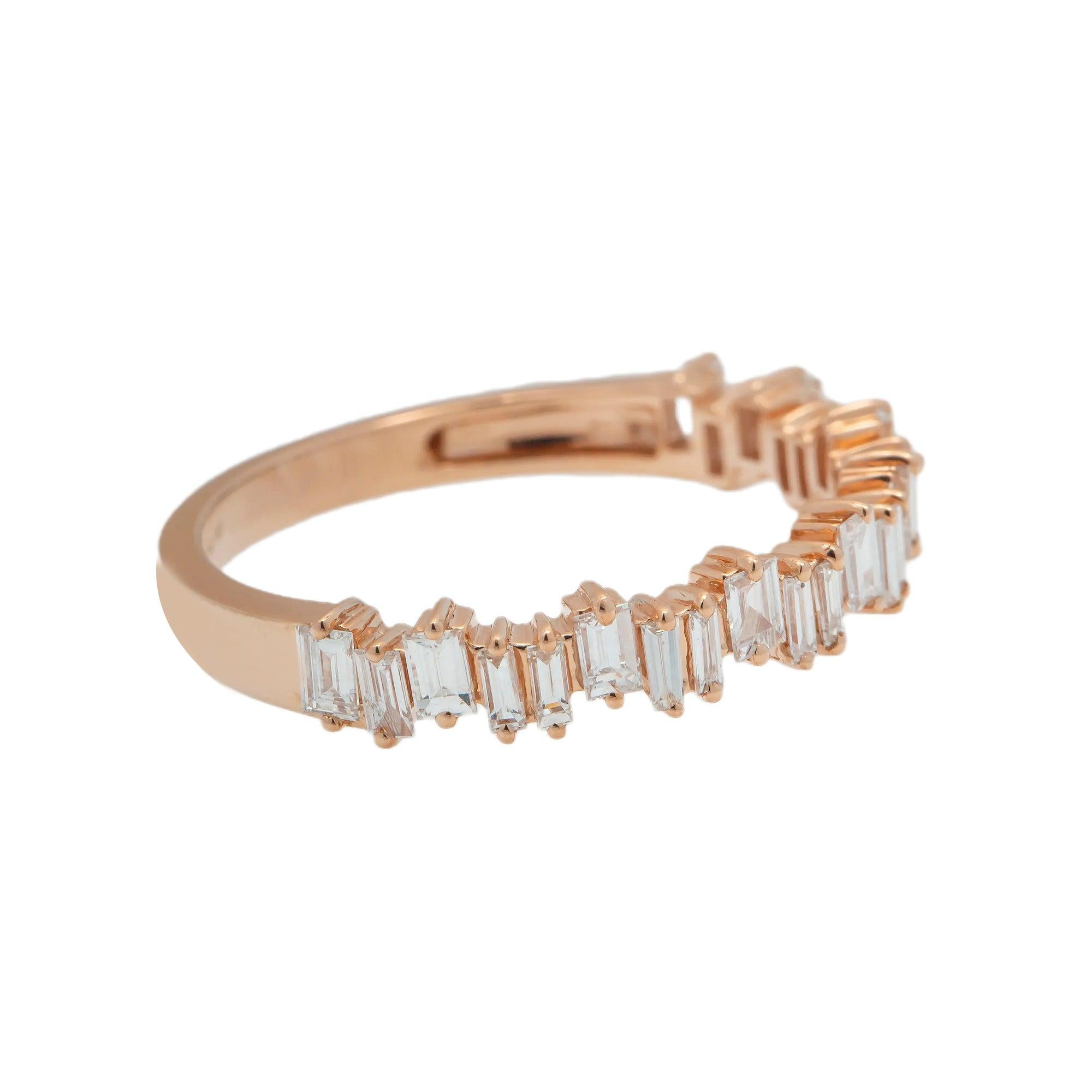 18K GOLD BAGUETTE DIAMOND LADIES RING 0.58 CT