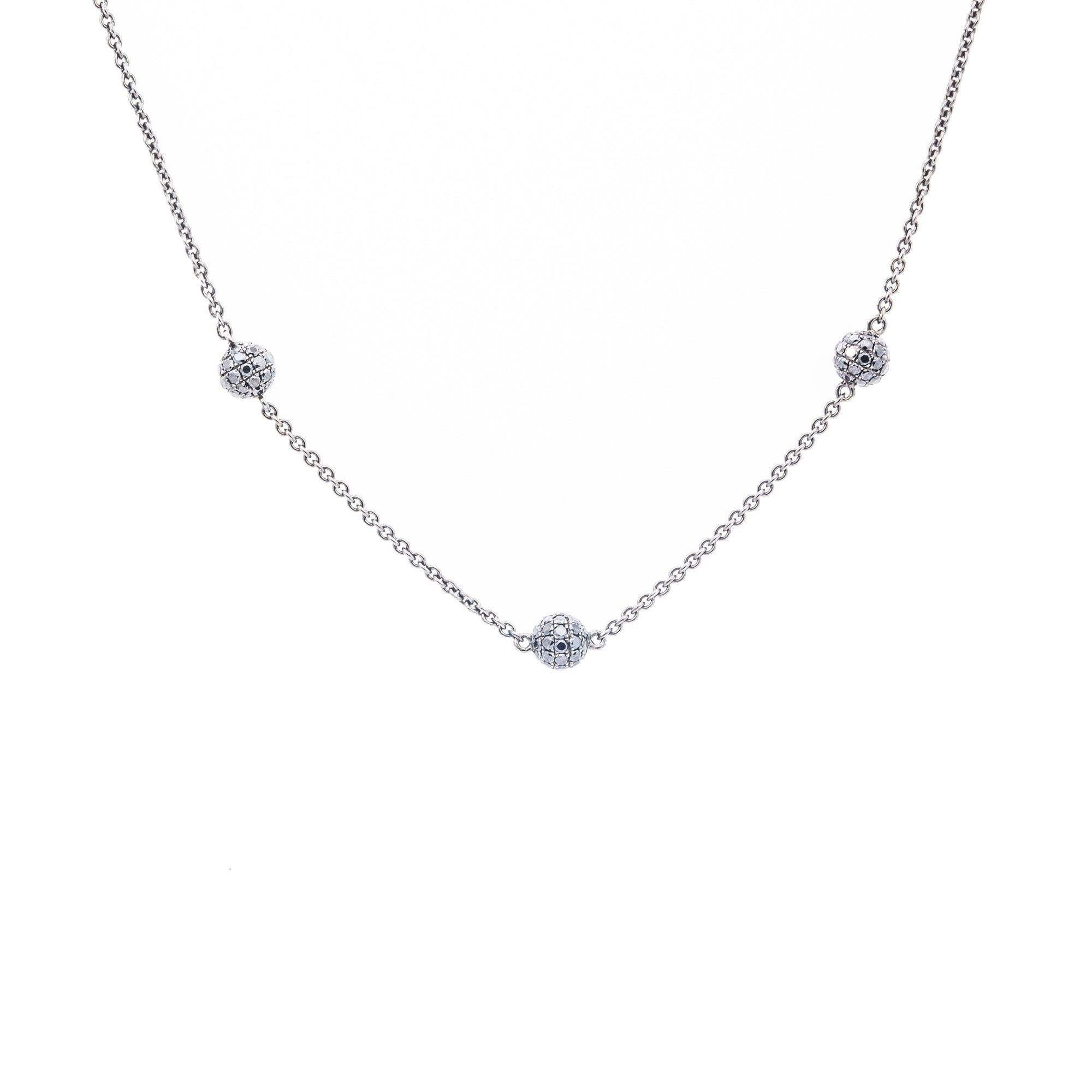 18K White Gold Diamond Necklace With Small Balls