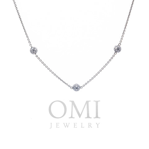 18K White Gold Diamond Necklace With Small Balls