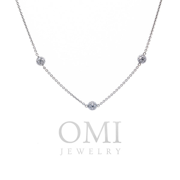 18K White Gold Diamond Necklace With Small Balls
