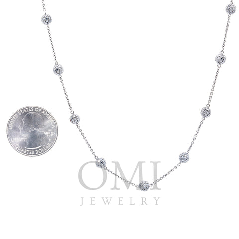 14K White Gold Diamond Necklace With Small Balls