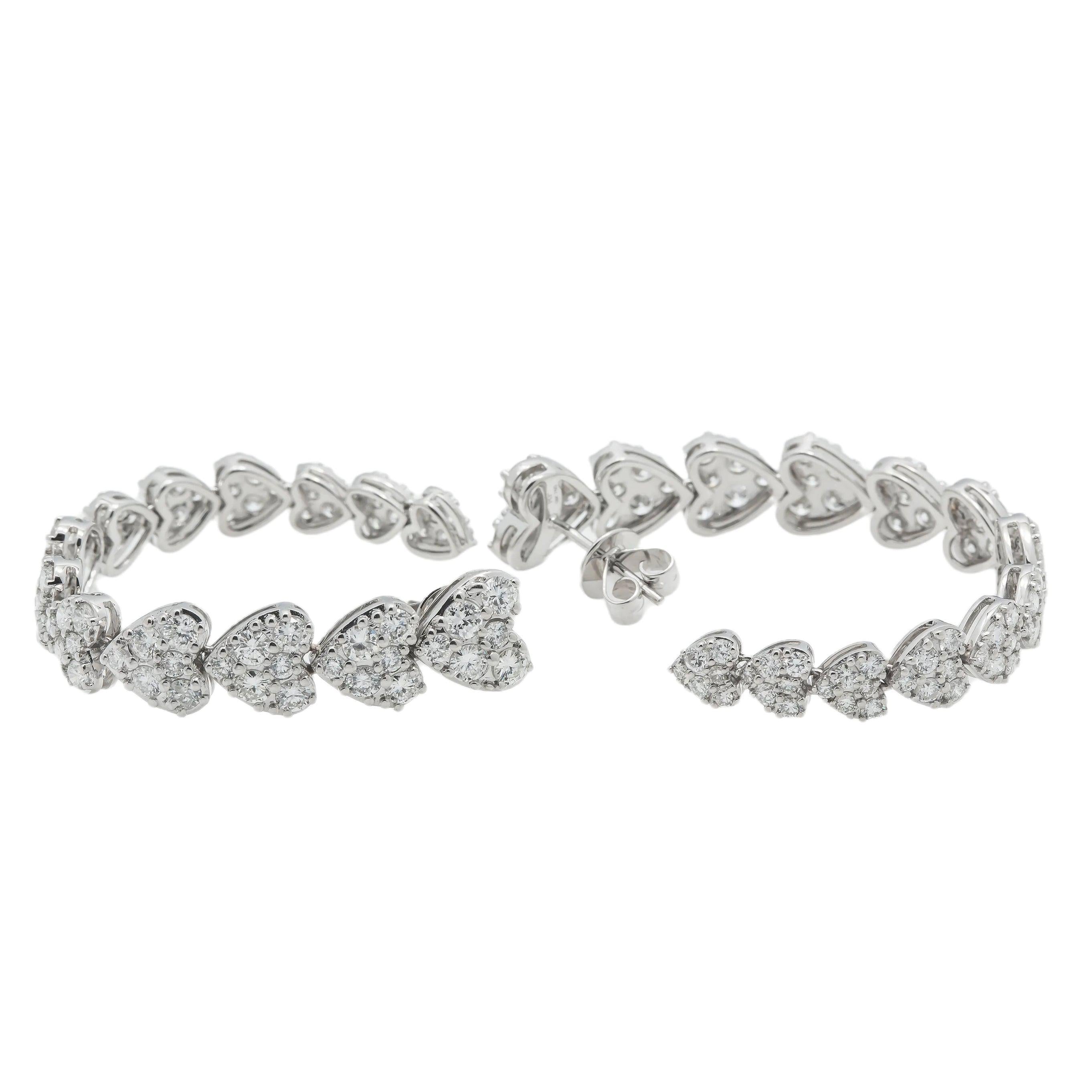 18K GOLD DIAMOND HEART DROP EARRINGS 4.13 CTW