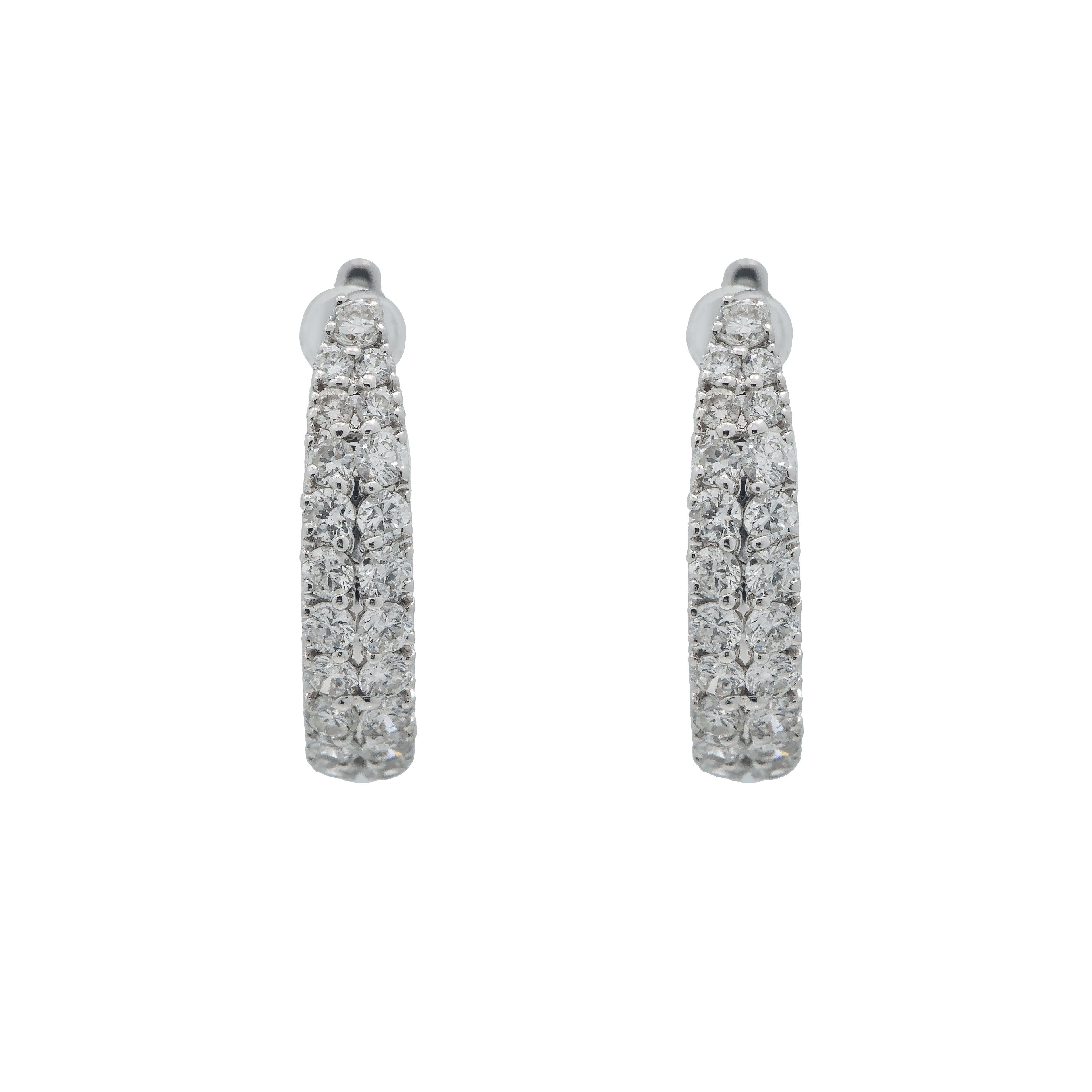 18K GOLD DIAMOND LADIES HOOP EARRINGS 0.39 CTW