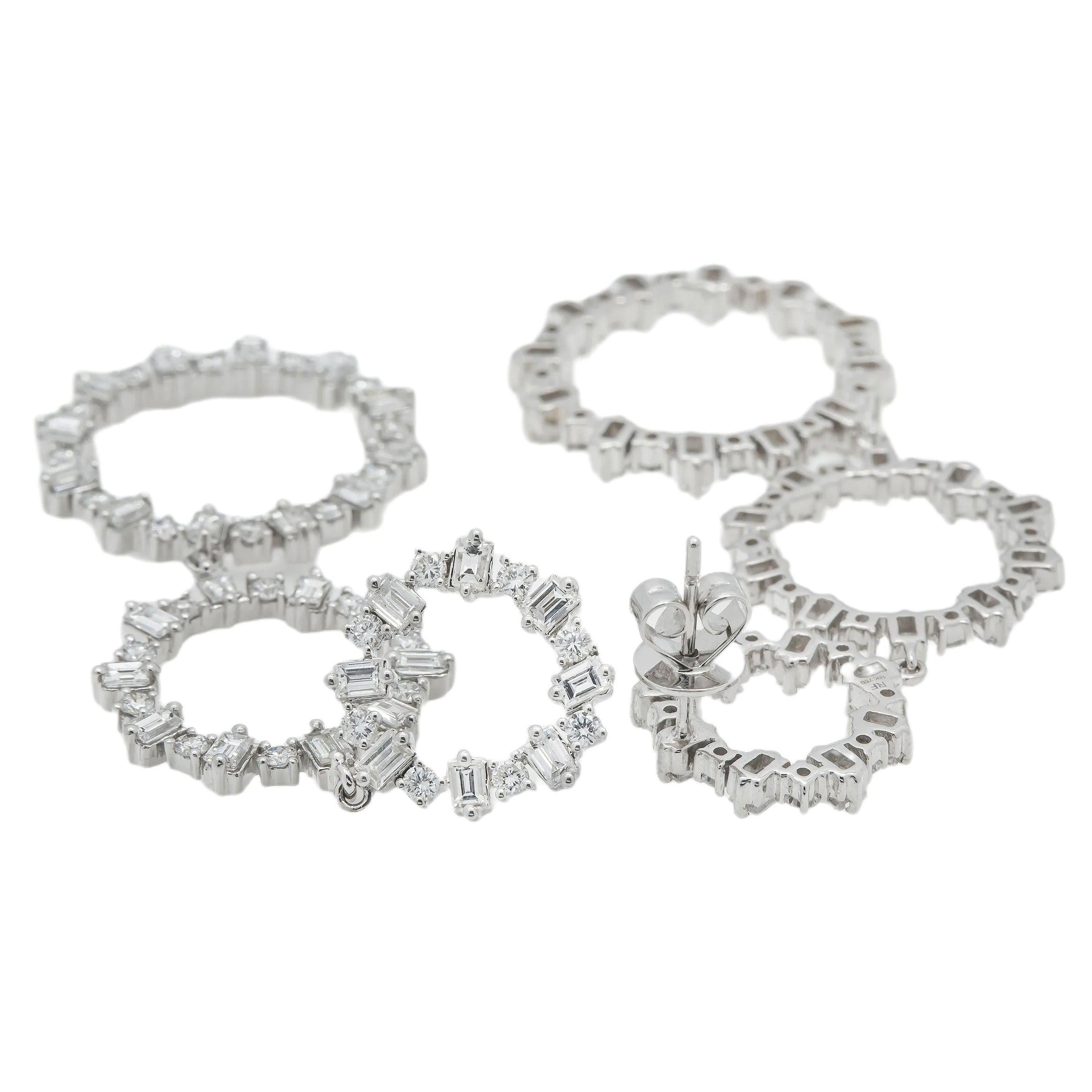 18K GOLD BAGUETTE DIAMOND LADIES DROP EARRINGS 4.45 CTW