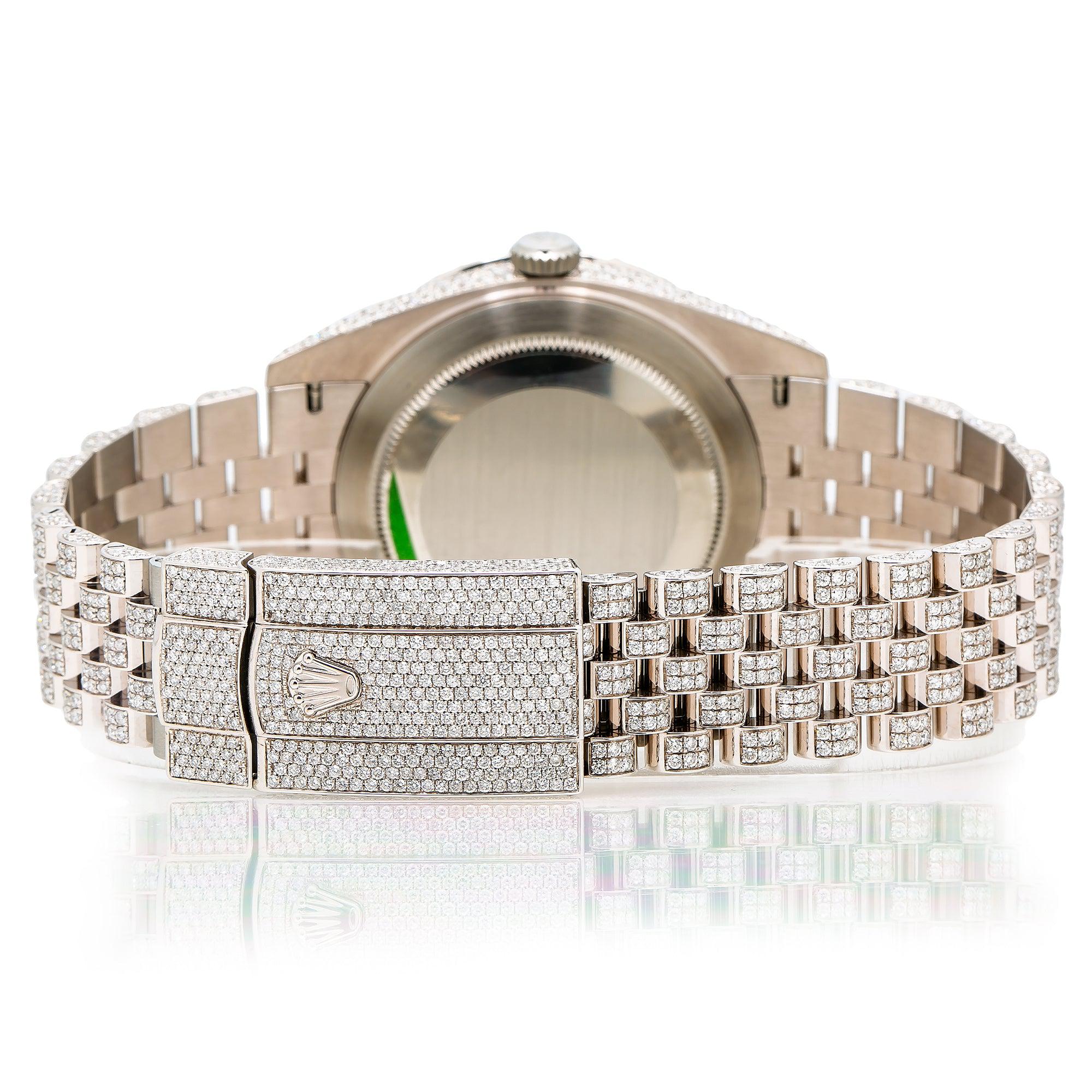 Rolex Datejust 41MM 126300 Diamond Paved Roman Dial Diamond Bezel Stainless Steel Full Diamond Jubilee Bracelet