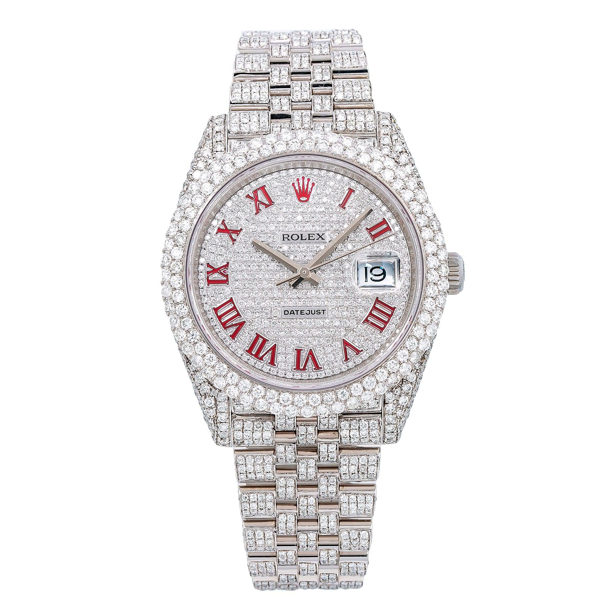 Rolex Datejust 41MM 126300 Diamond Paved Roman Dial Diamond Bezel Full Diamond Oyster Bracelet
