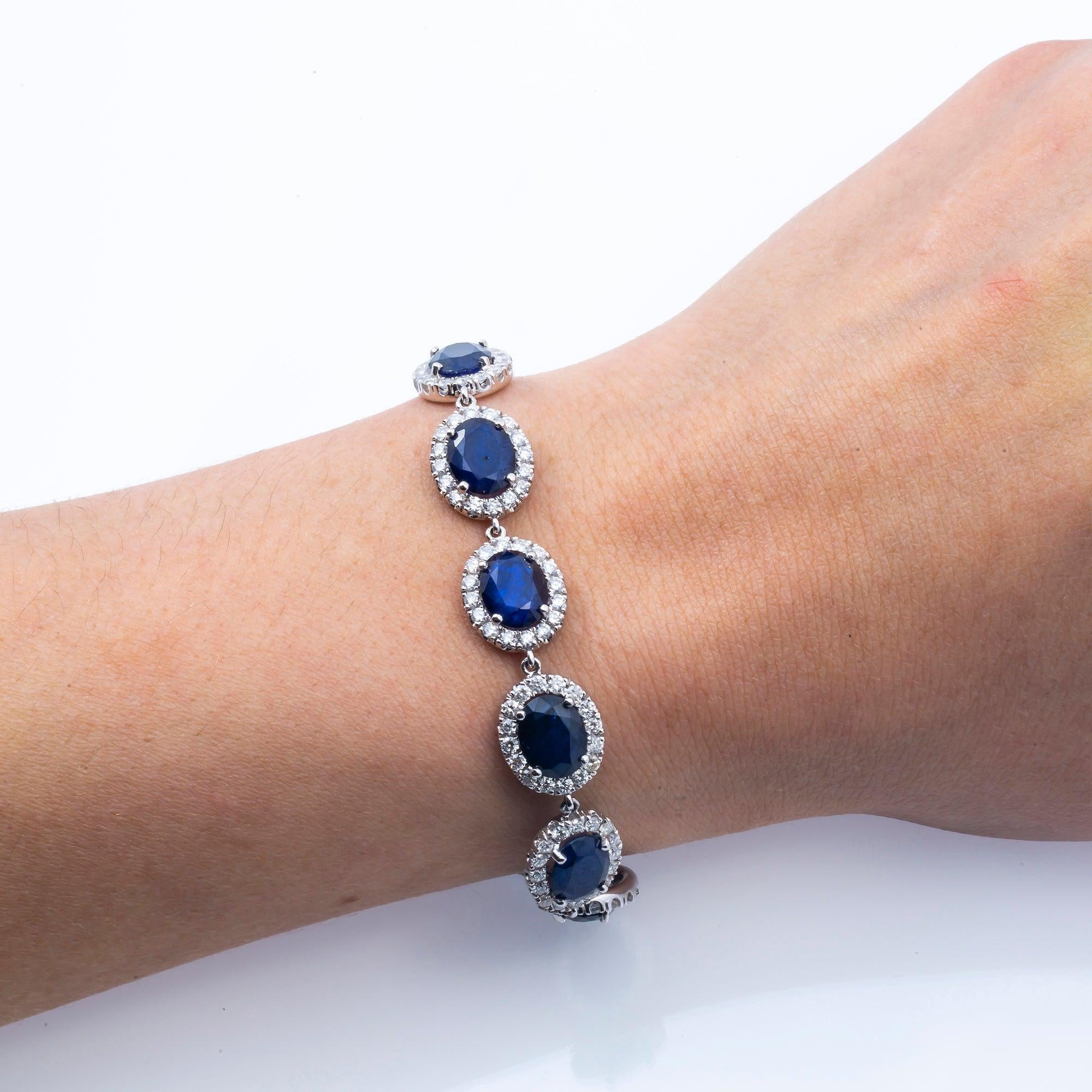 18K GOLD ROUND DIAMOND AND GEMSTONE SAPPHIRE BRACELET 29.15 CTW