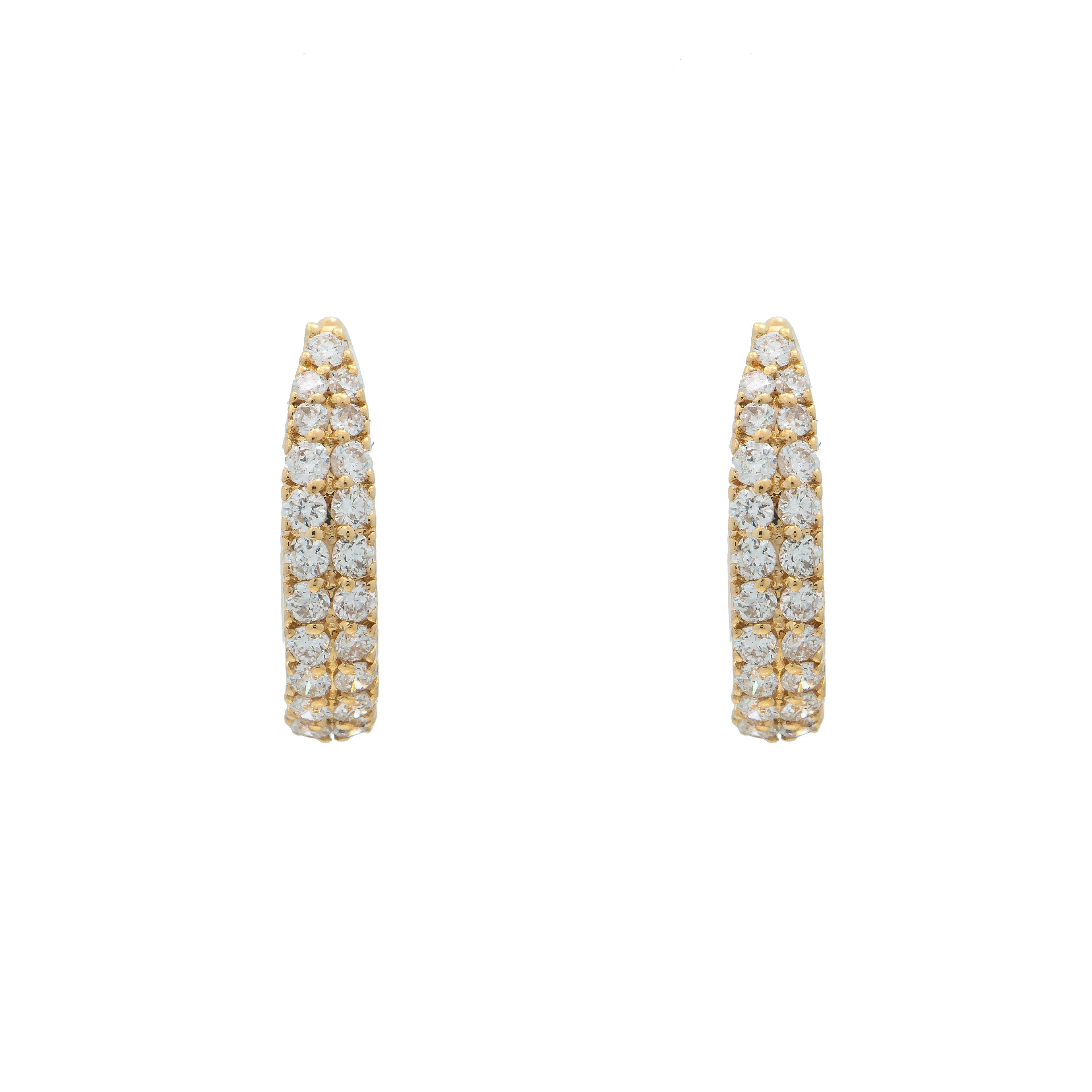 18K GOLD DIAMOND LADIES HOOP EARRINGS 0.38 CTW