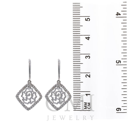 18K White Gold Ladies Drop Earrings With 0.5 CT Diamonds