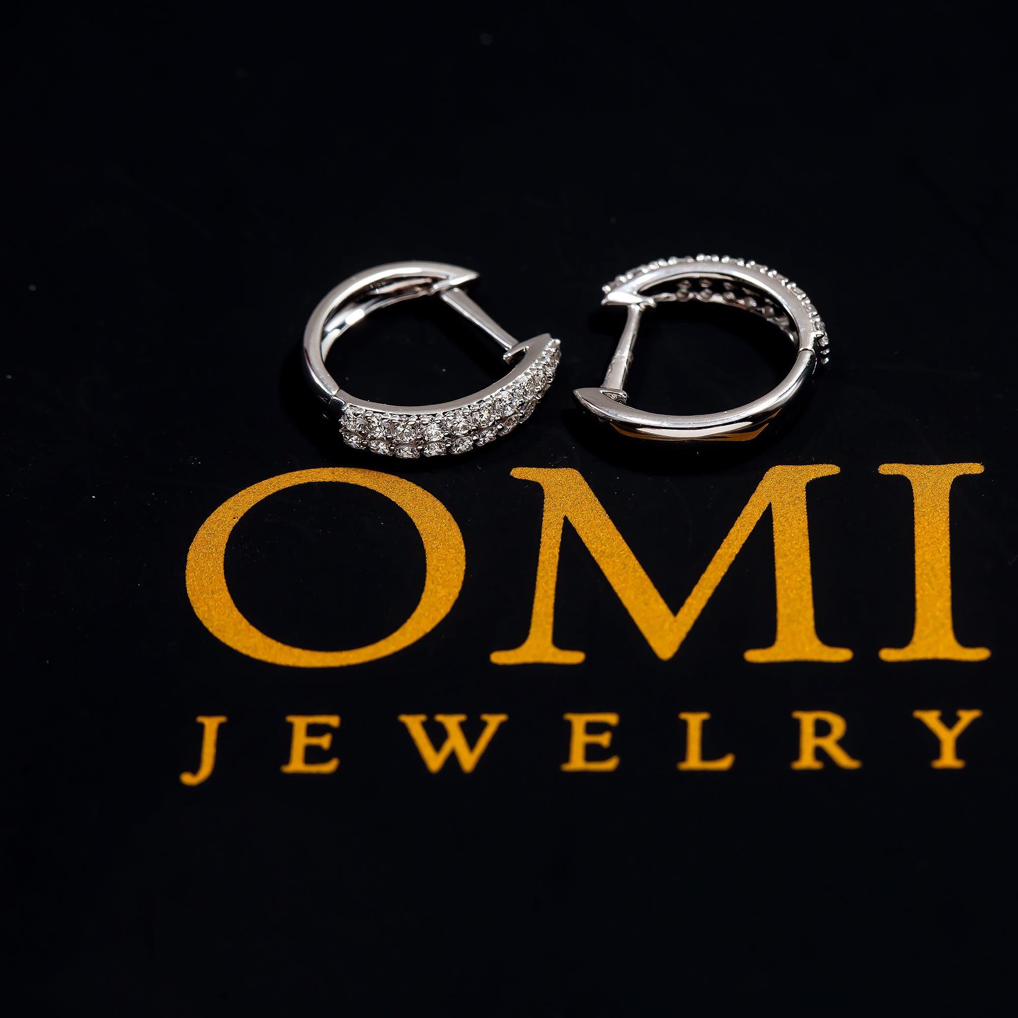 18K GOLD DIAMOND LADIES HOOP EARRINGS 0.39 CTW