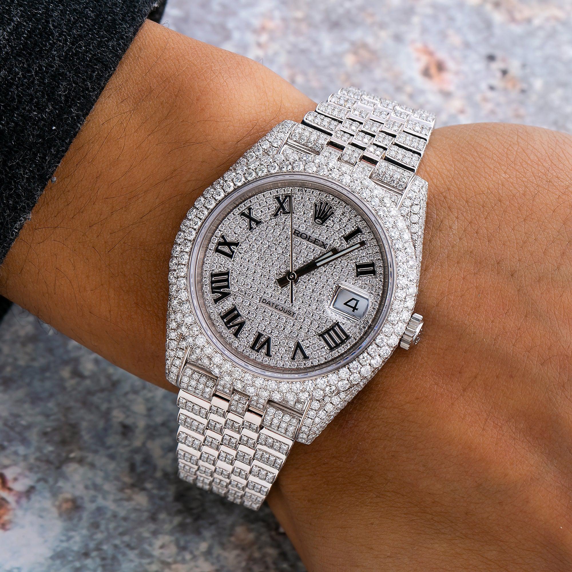 Rolex Datejust 41MM 126300 Diamond Paved Roman Dial Diamond Bezel Stainless Steel Full Diamond Jubilee Bracelet