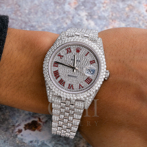 Rolex Datejust 126300 41MM Red Diamond Dial With Stainless Steel Jubilee Bracelet