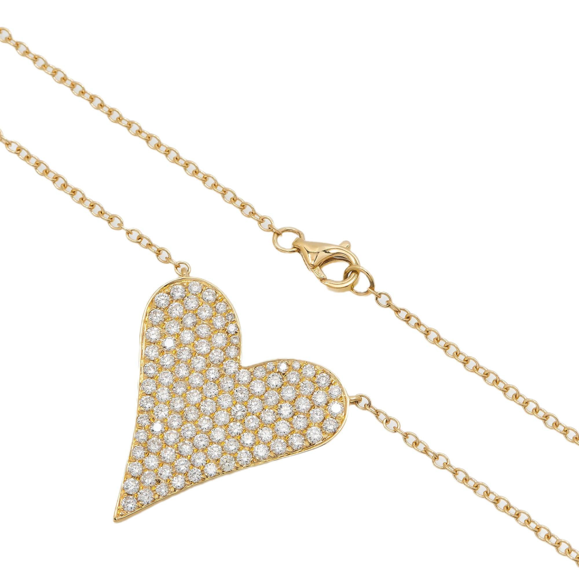 18K GOLD DIAMOND HEART NECKLACE 1.51 CT