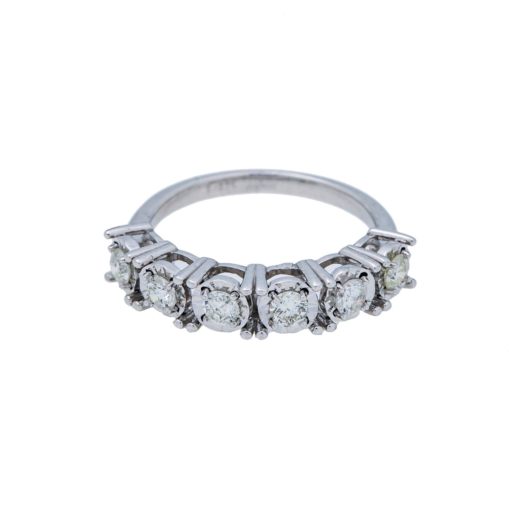 14K WHITE GOLD MEN'S RING WITH 0.55 CT  DIAMONDS