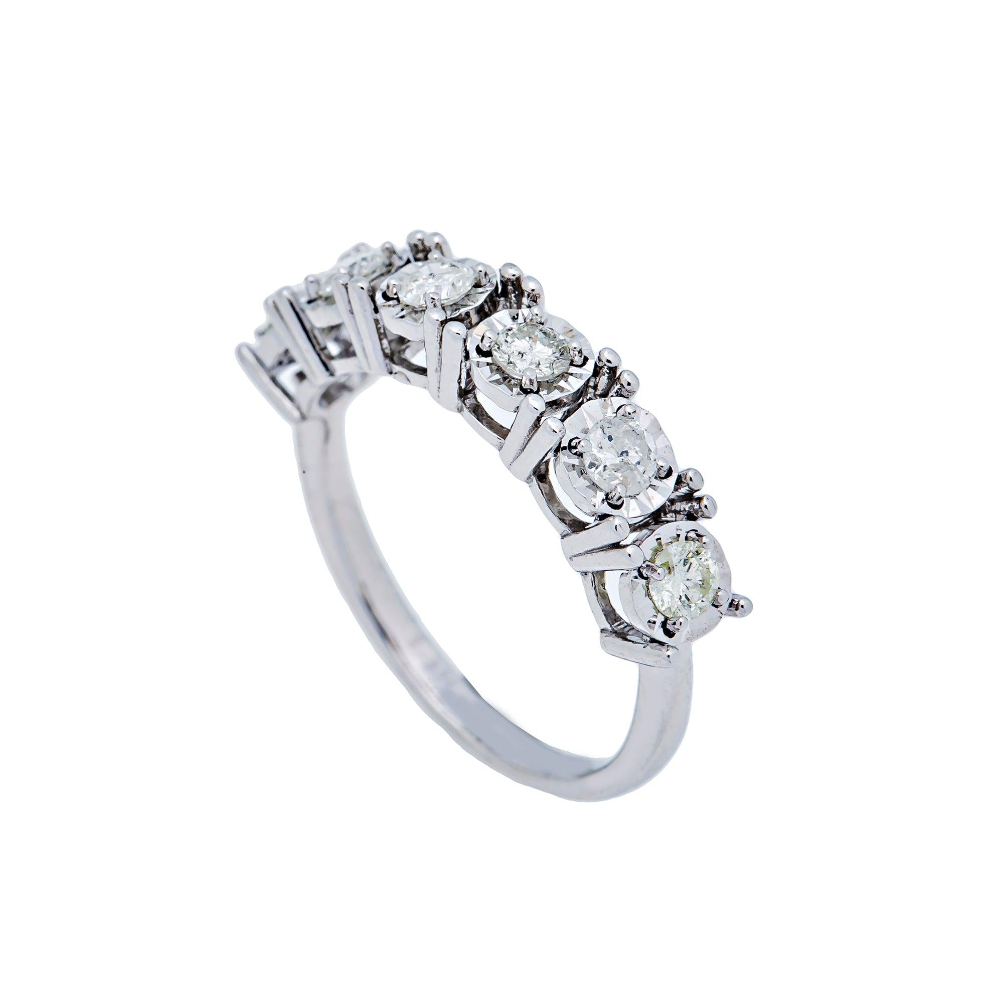 14K WHITE GOLD MEN'S RING WITH 0.55 CT  DIAMONDS