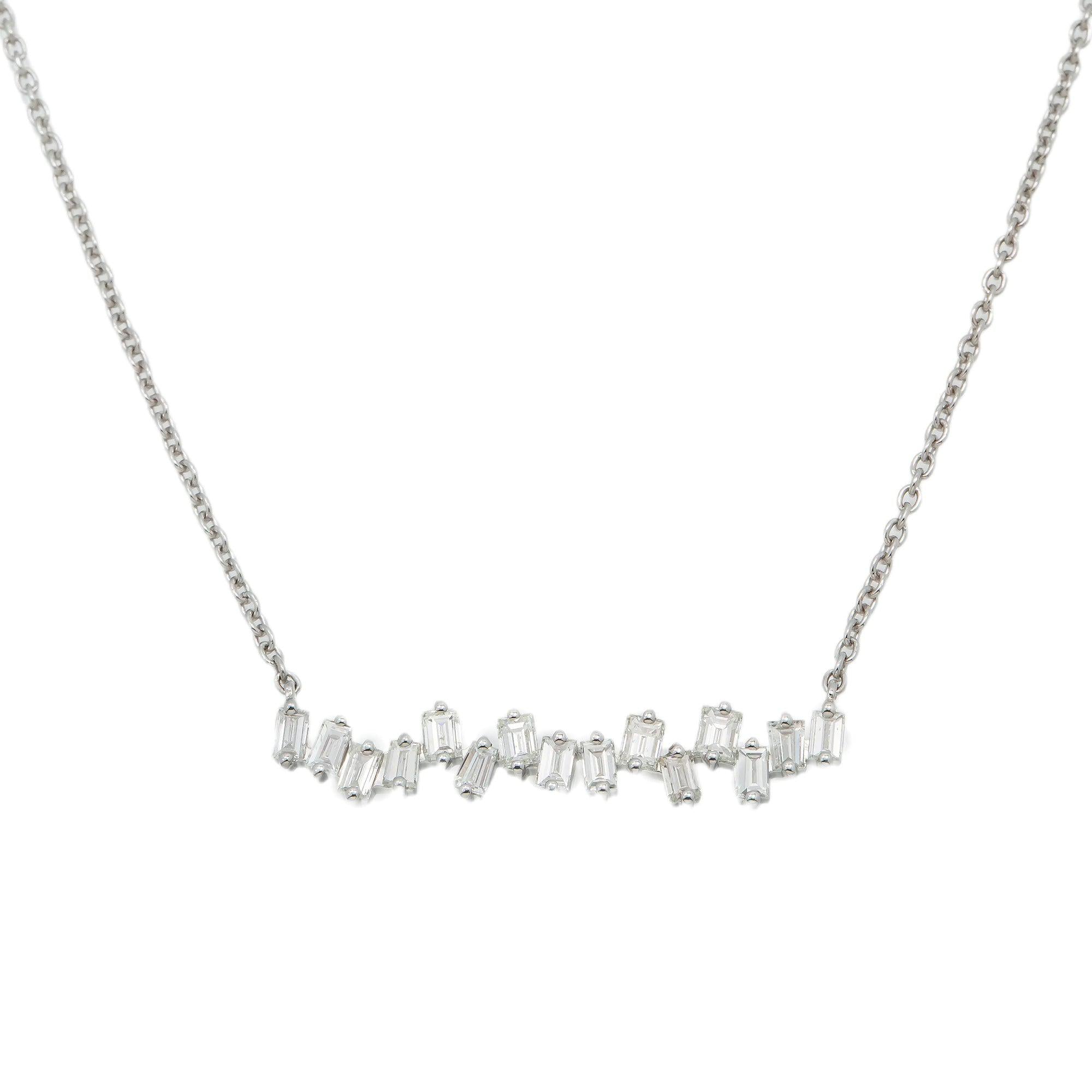 18K GOLD BAGUETTE DIAMOND LADIES NECKLACE 1.12 CT
