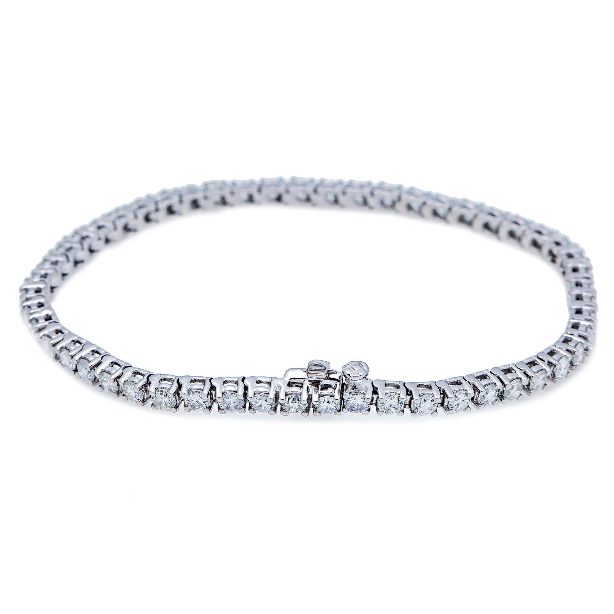 14K WHITE GOLD TENNIS BRACELET WITH 4.25 CT DIAMONDS