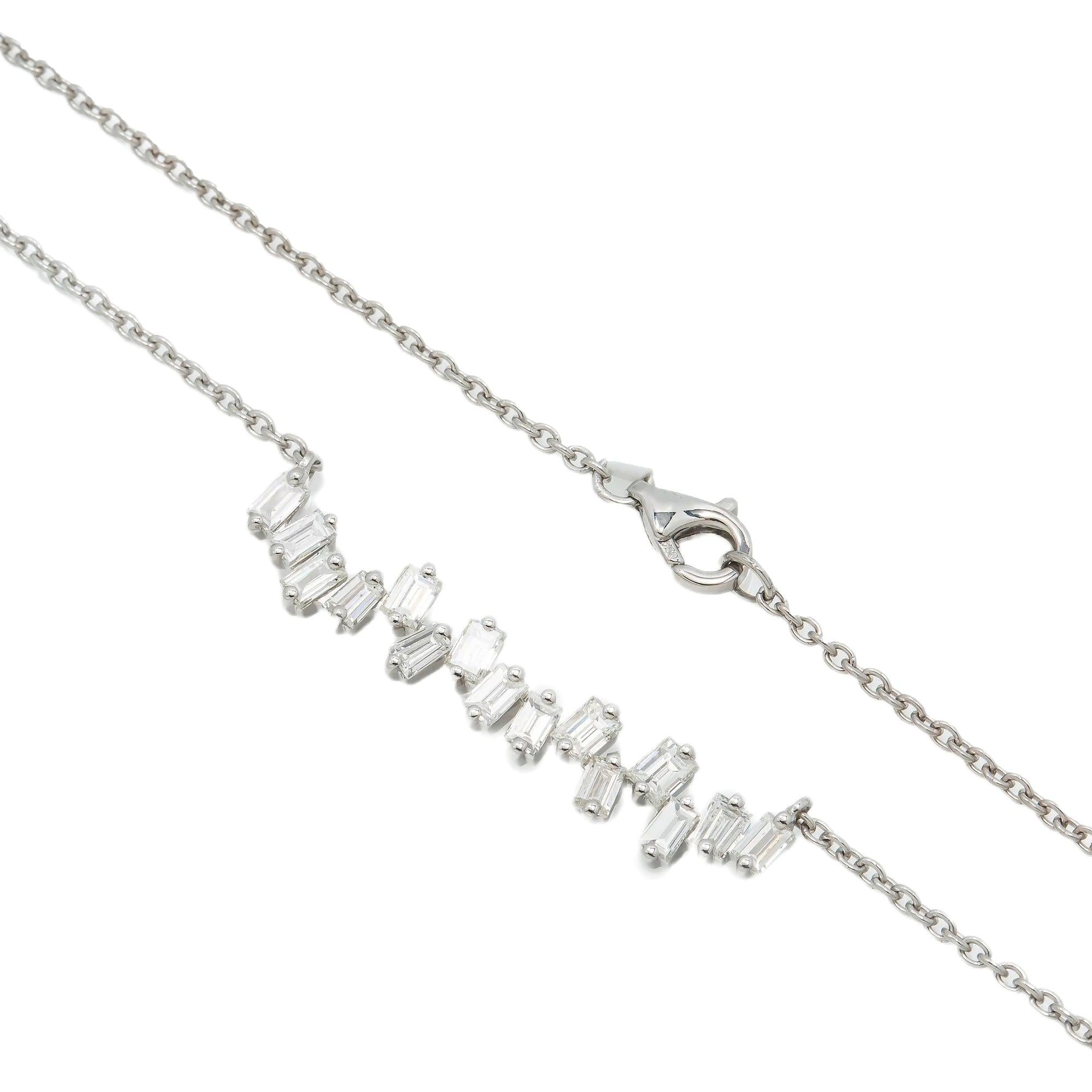 18K GOLD BAGUETTE DIAMOND LADIES NECKLACE 1.12 CT