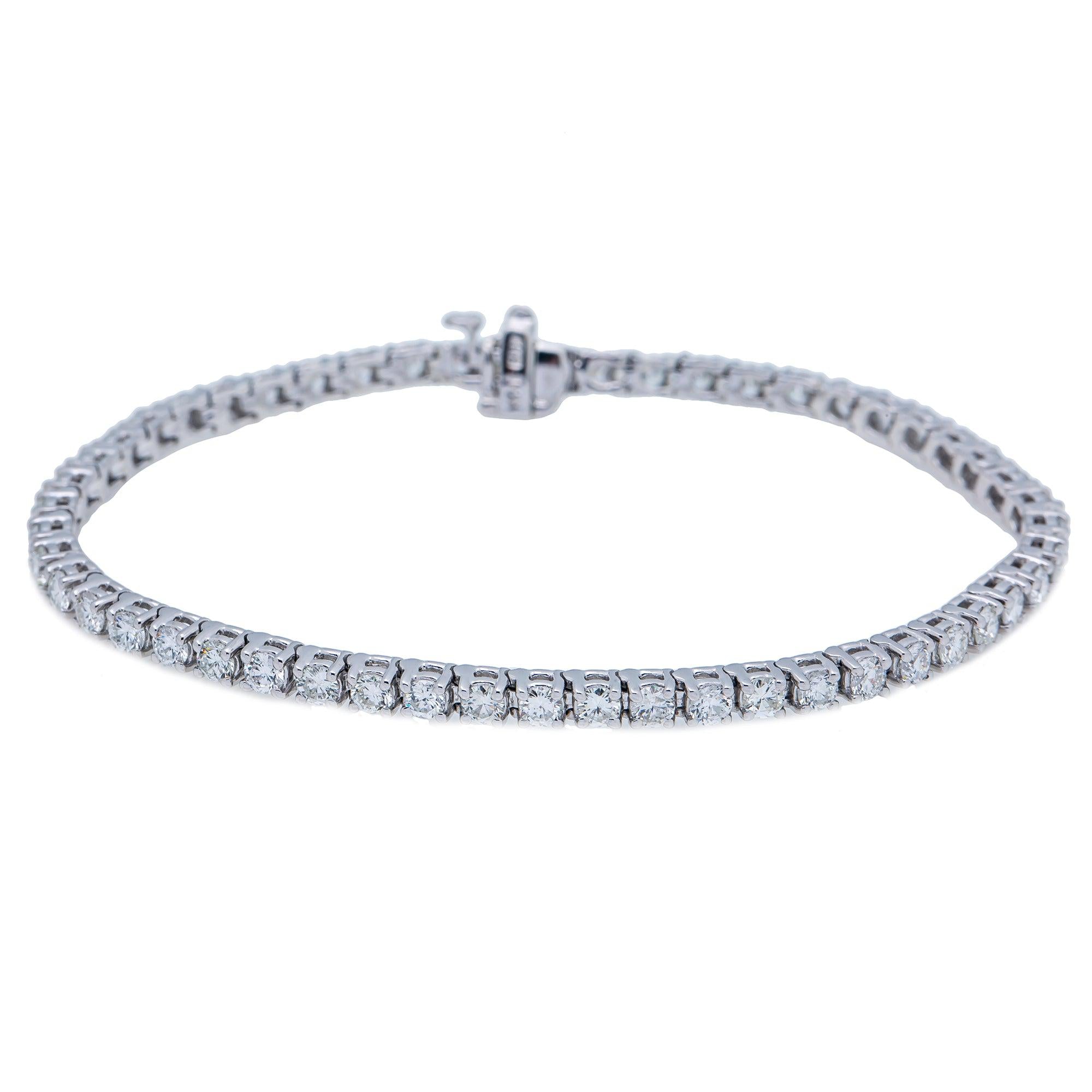 14K WHITE GOLD TENNIS BRACELET WITH 4.25 CT DIAMONDS