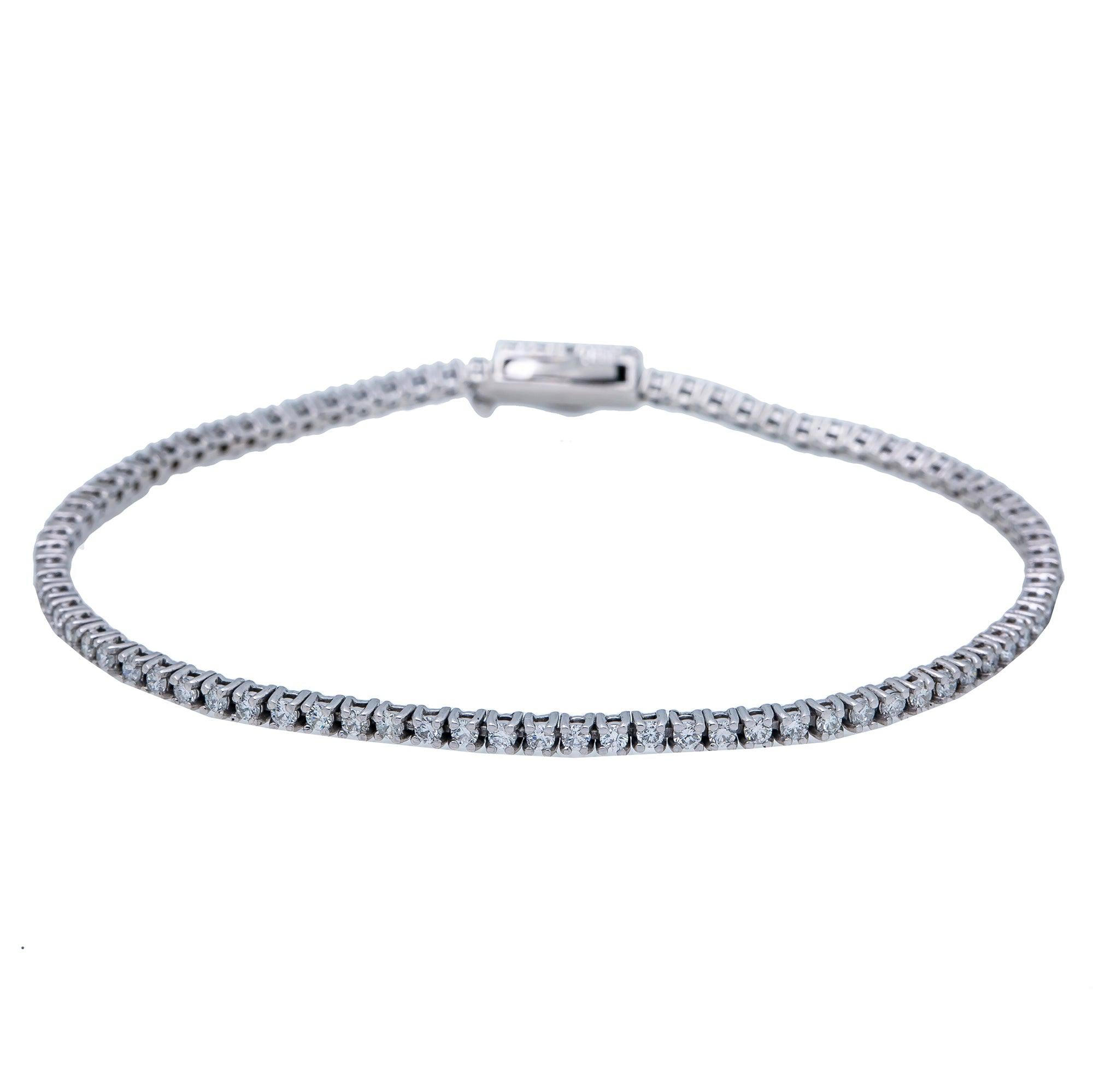 14K WHITE GOLD TENNIS BRACELET WITH 1.51 CT DIAMONDS