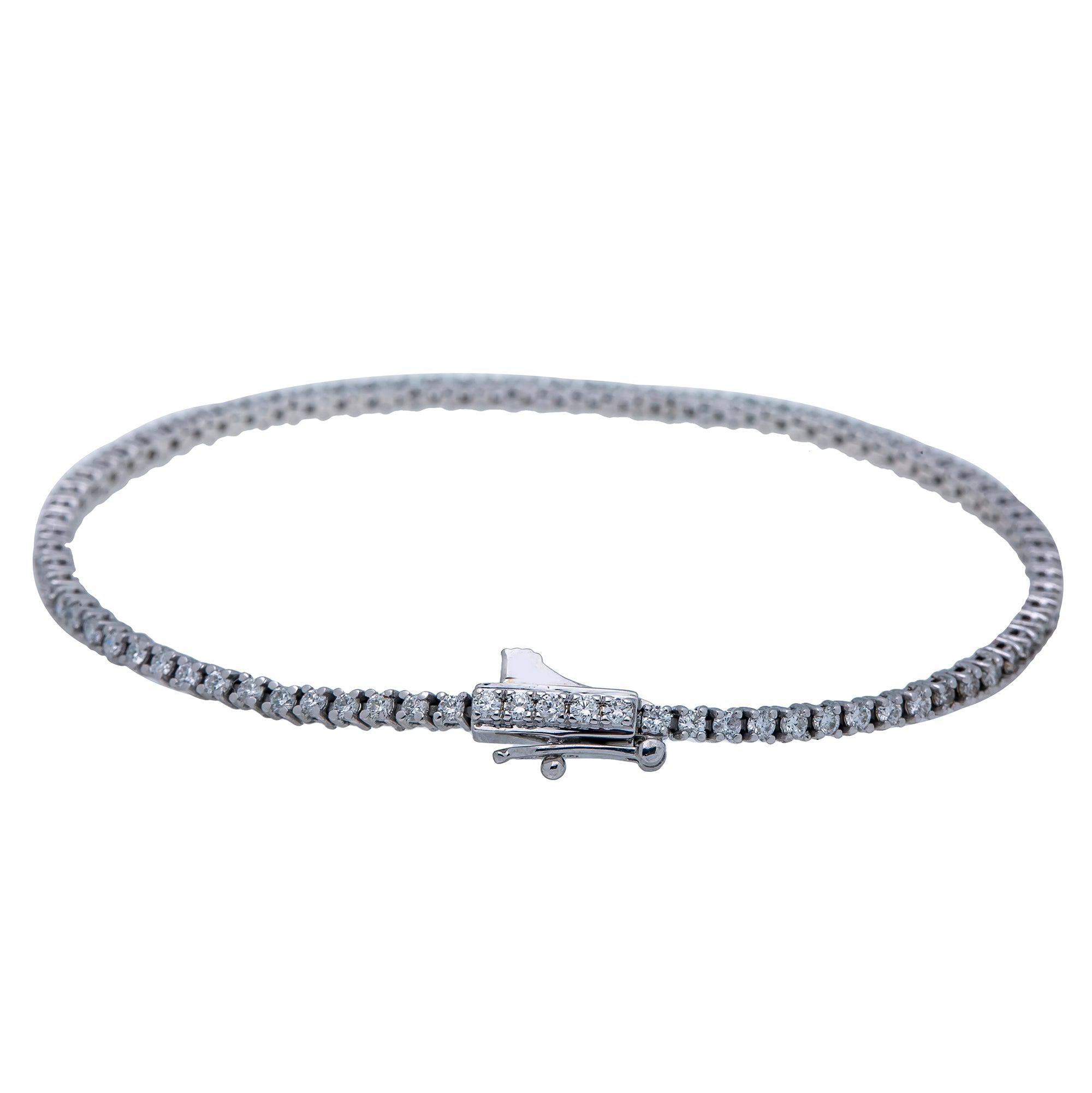 14K WHITE GOLD TENNIS BRACELET WITH 1.51 CT DIAMONDS