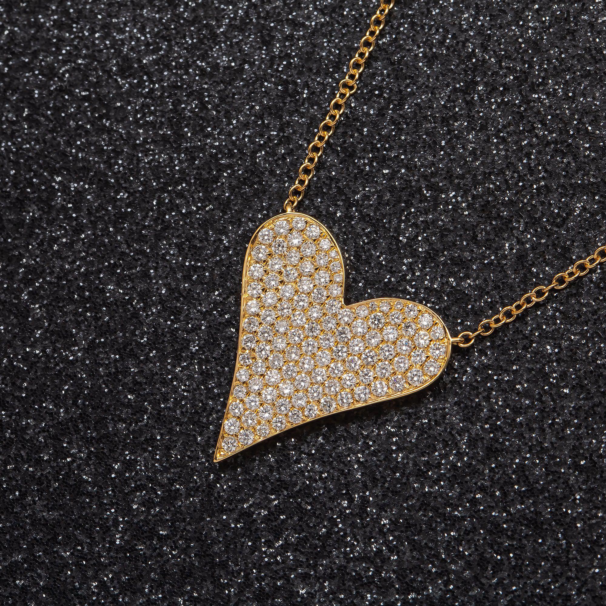 18K GOLD DIAMOND HEART NECKLACE 1.51 CT