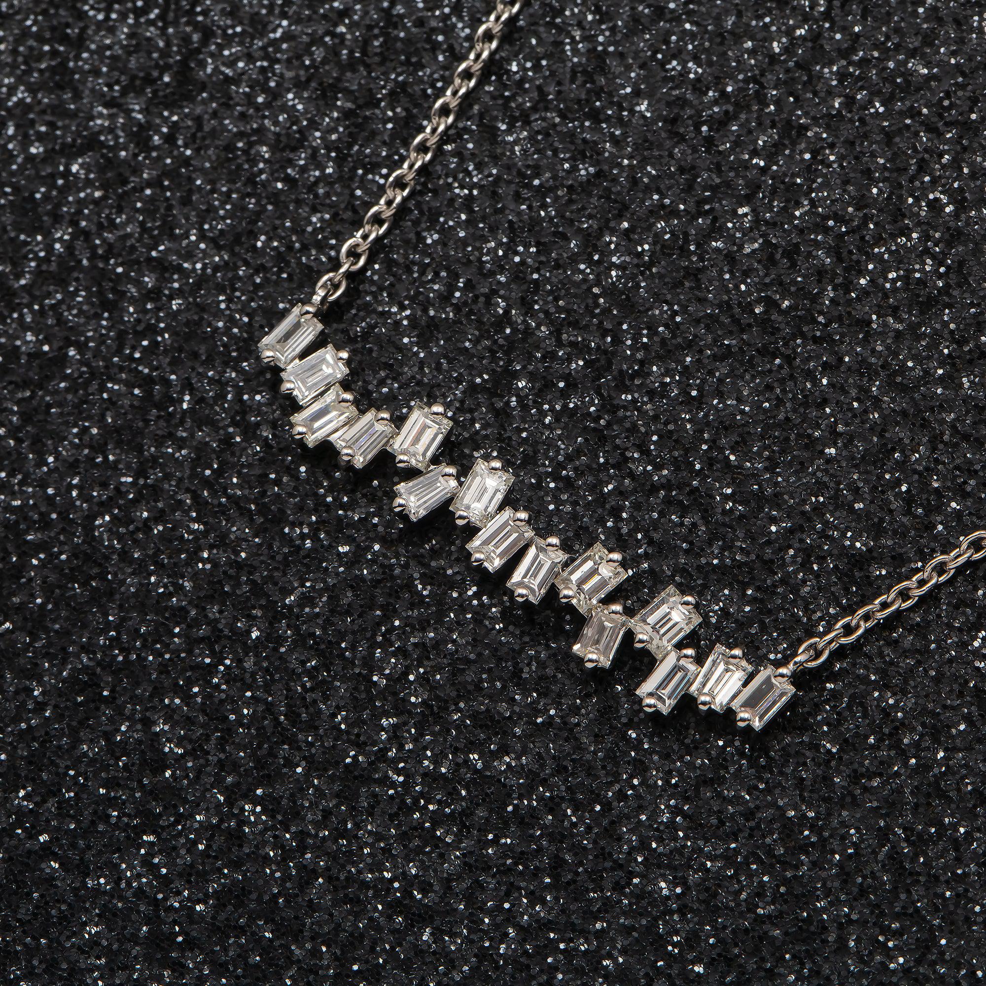 18K GOLD BAGUETTE DIAMOND LADIES NECKLACE 1.12 CT