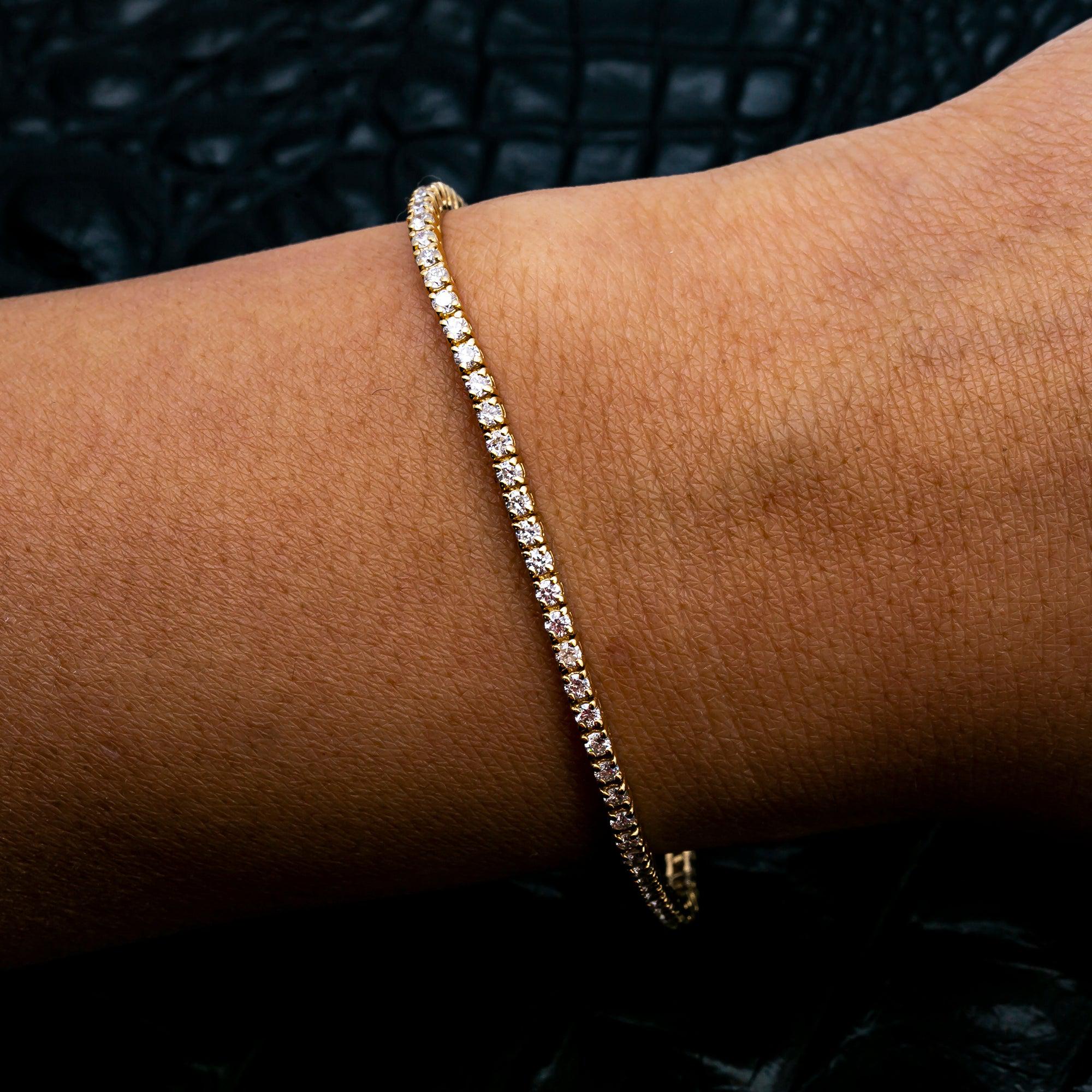 14K YELLOW GOLD TENNIS BRACELET WITH 1.93 CT DIAMONDS