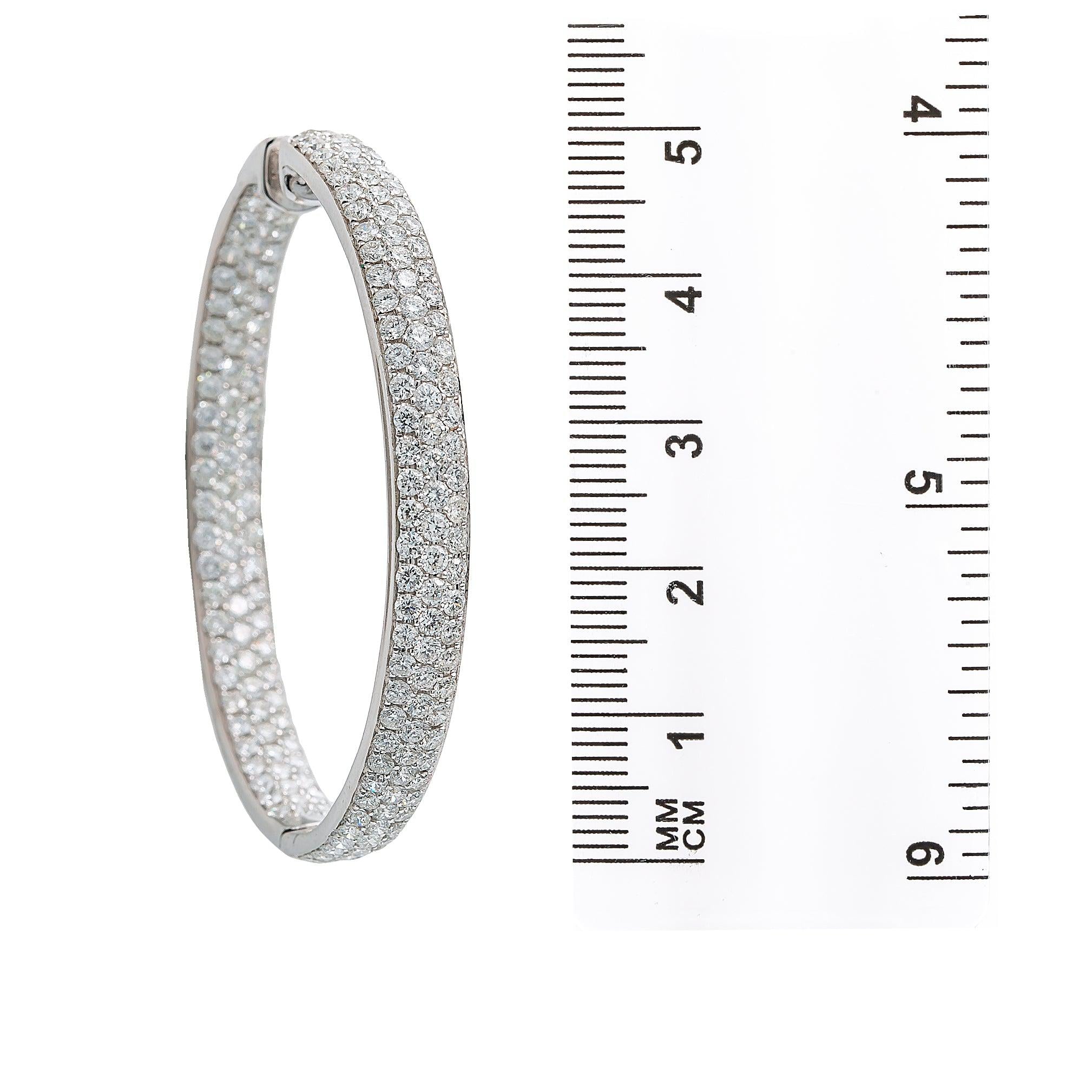 18K GOLD DIAMOND HOOP EARRINGS 6.13 CTW