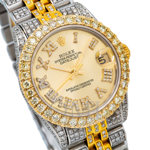 Rolex Datejust 68273 31MM Champagne Diamond Dial With 8.75 CT Diamonds