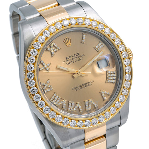 Rolex Datejust II Diamond Watch, 116333 41mm, Champagne Diamond Dial Two Tone Oyster Bracelet