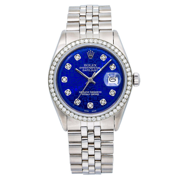 Rolex Datejust 1603 36MM Blue Diamond Dial With Stainless Steel Bracelet