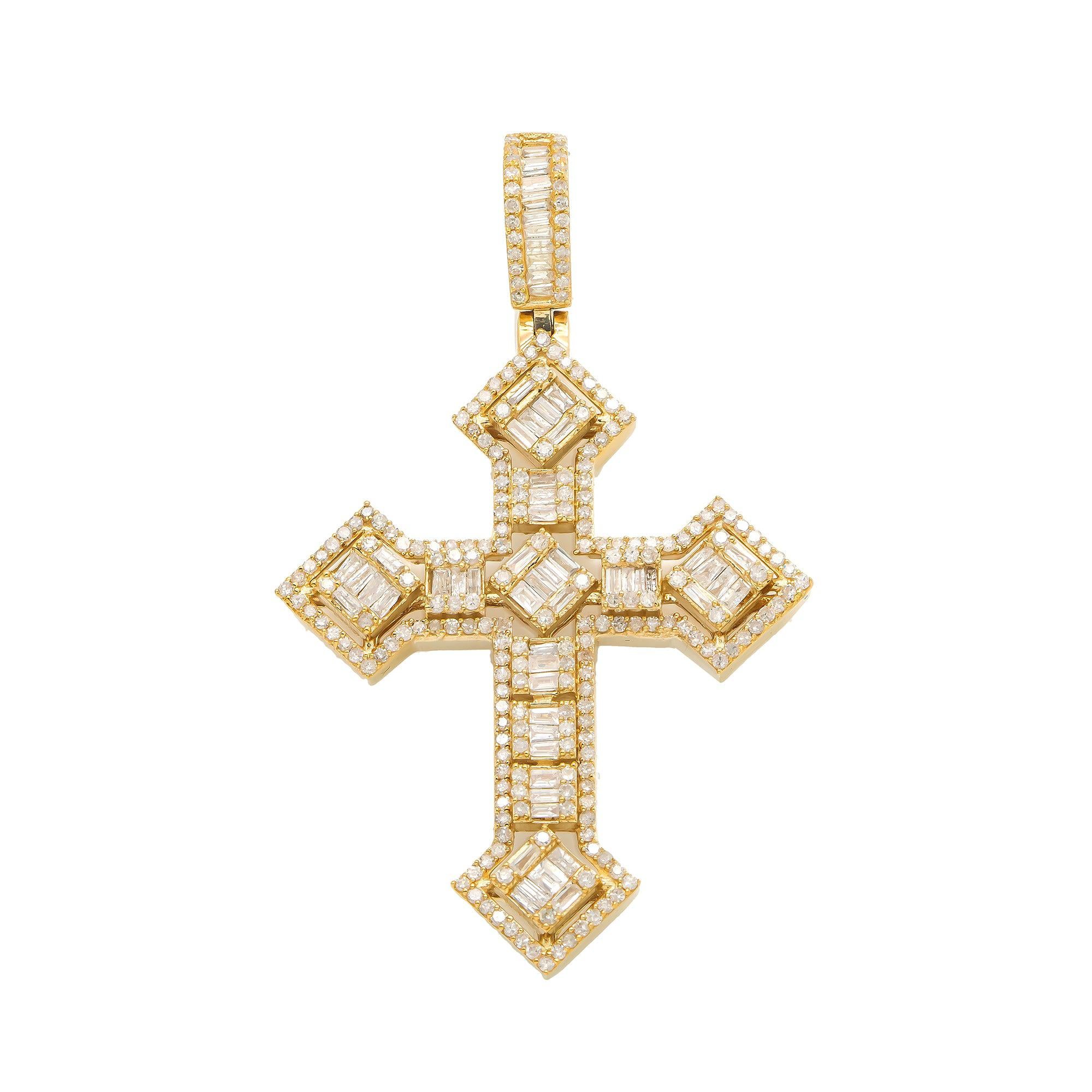 14K GOLD DIAMOND CROSS PENDANT 1.65 CT