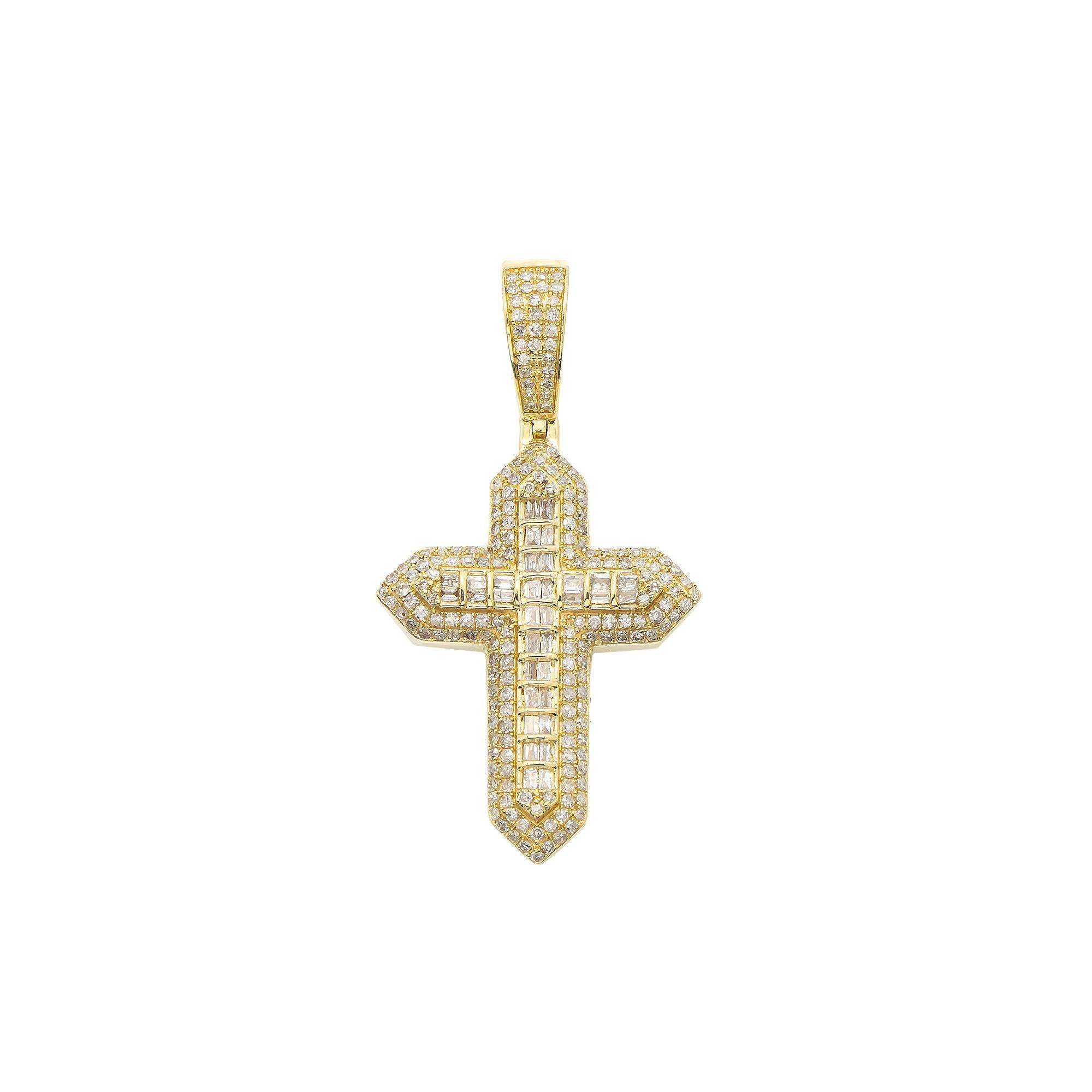 14K GOLD DIAMOND CROSS PENDANT 1.02 CT