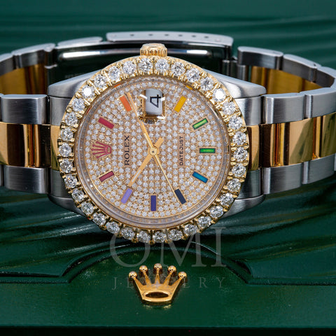 Rolex Datejust 16233 36MM Rainbow Diamond Dial With Two Tone Bracelet