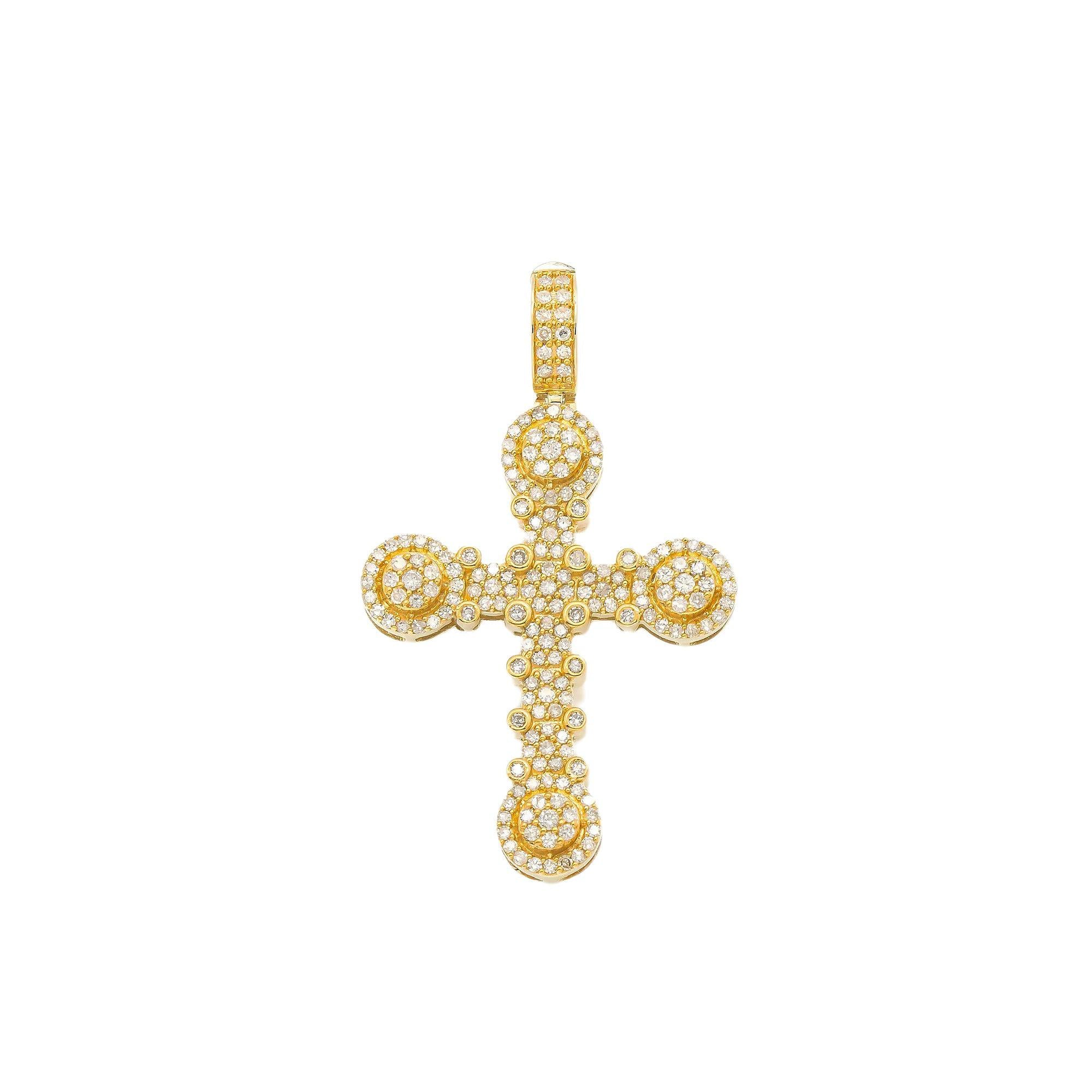 14K GOLD DIAMOND CROSS PENDANT 1.15 CT