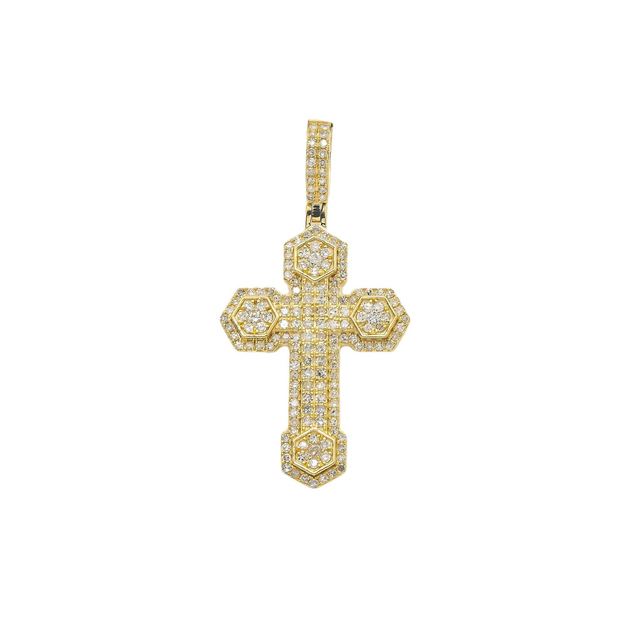 14K GOLD DIAMOND CROSS PENDANT 0.93 CT