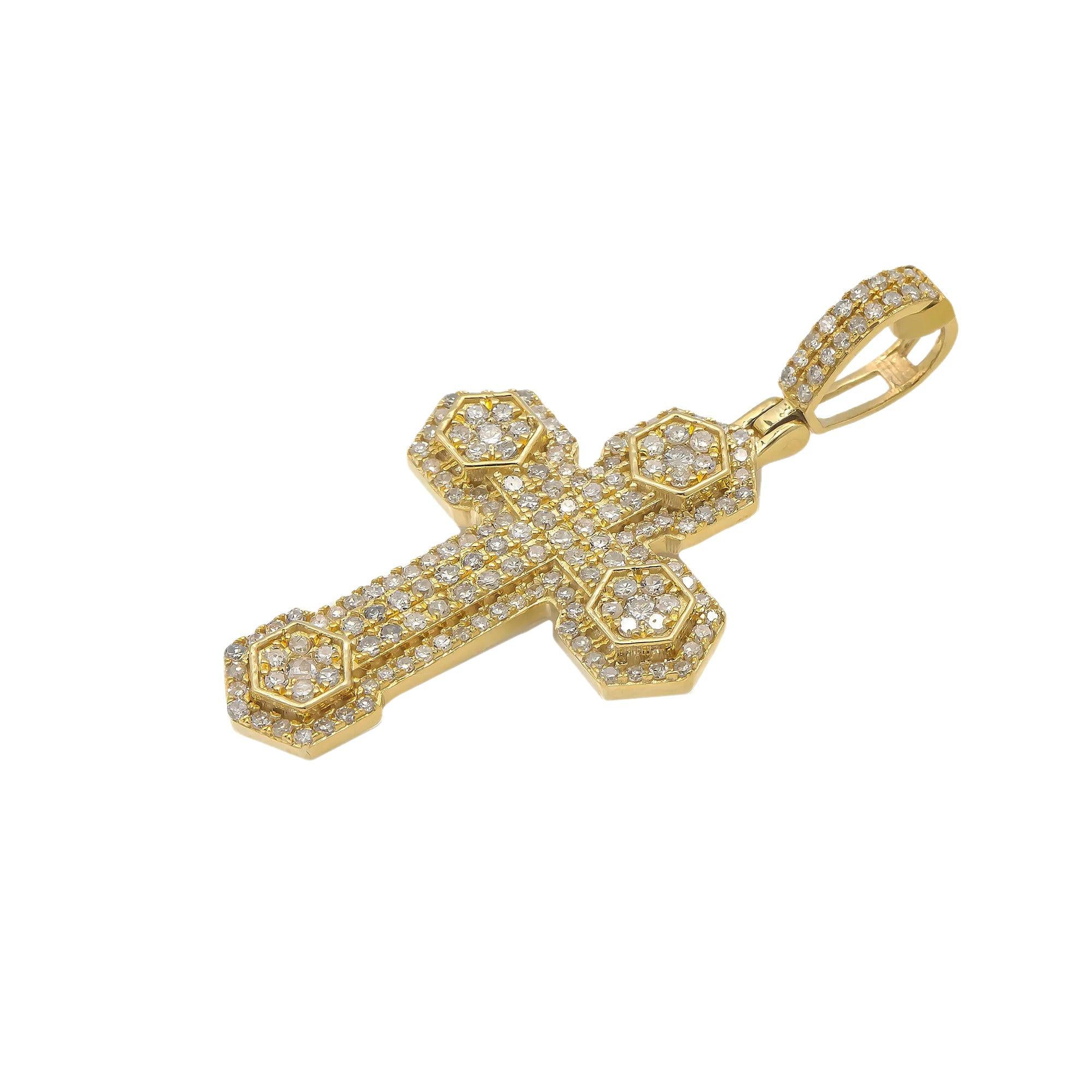 14K GOLD DIAMOND CROSS PENDANT 0.93 CT
