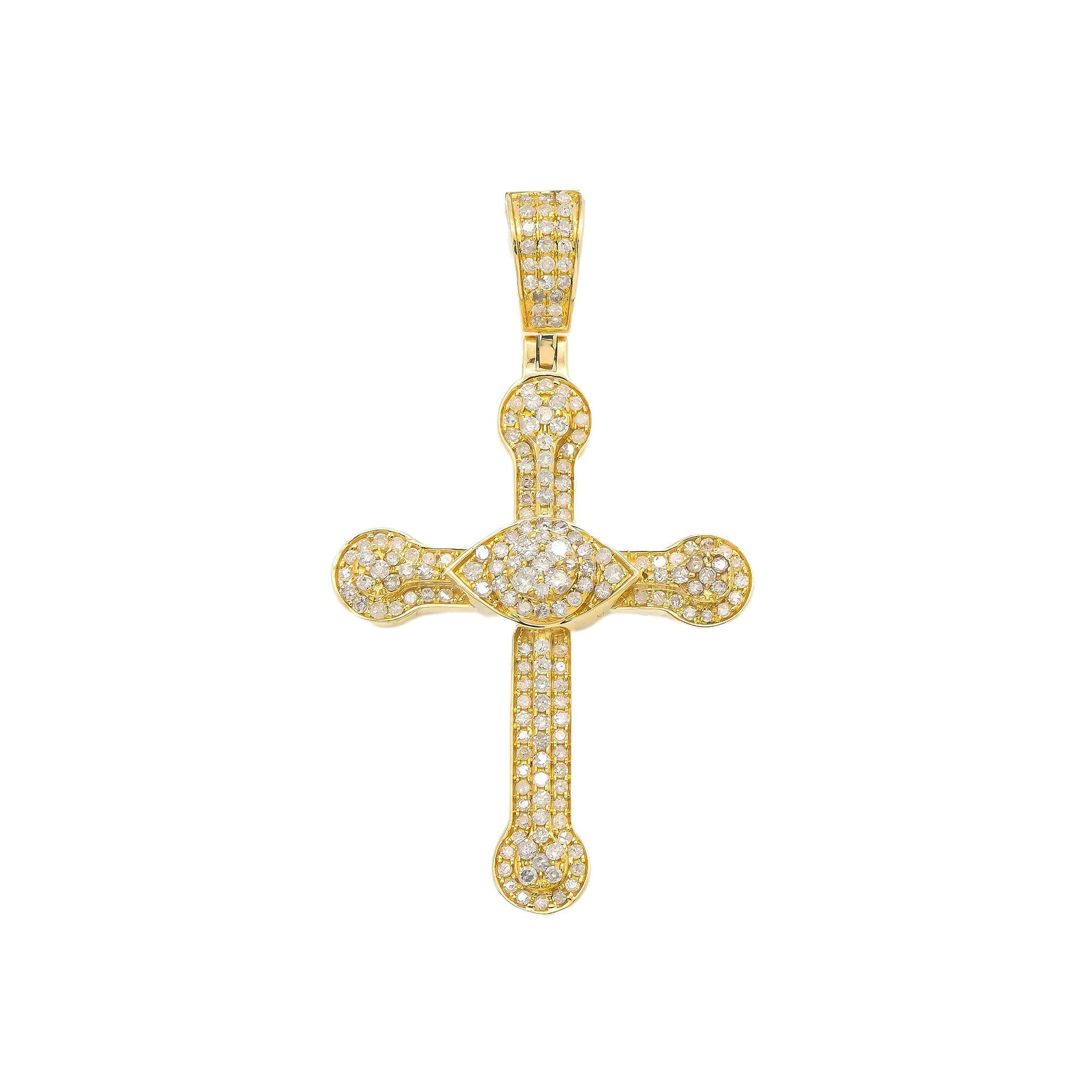 14K GOLD DIAMOND CROSS PENDANT 0.89 CT