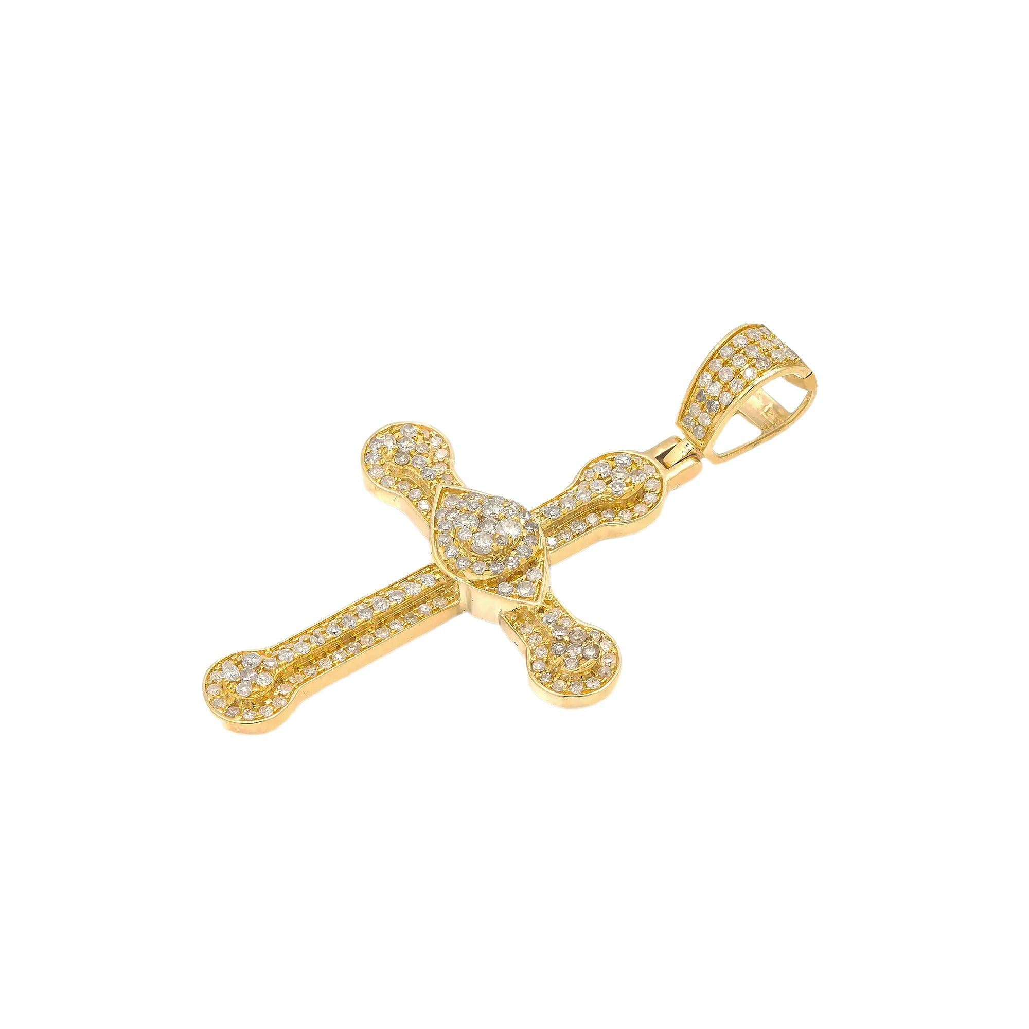 14K GOLD DIAMOND CROSS PENDANT 0.89 CT