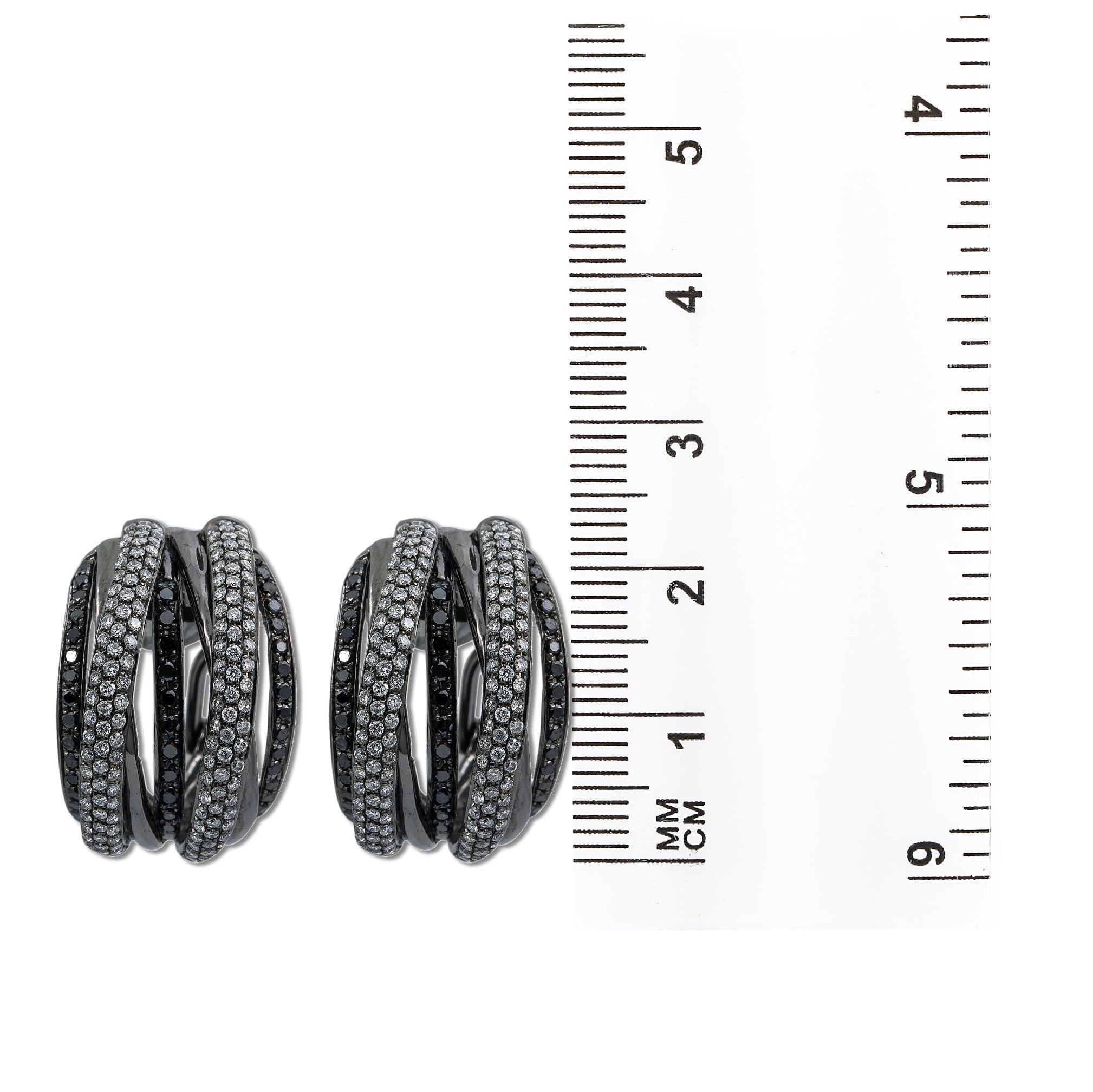 18K Black Gold Ladies Earrings  Diamonds