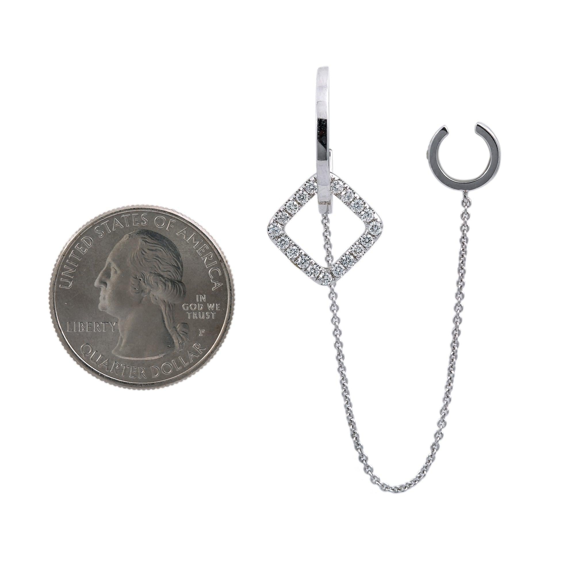 18K White Gold Ladies Earrings With Round Shaped Diamonds