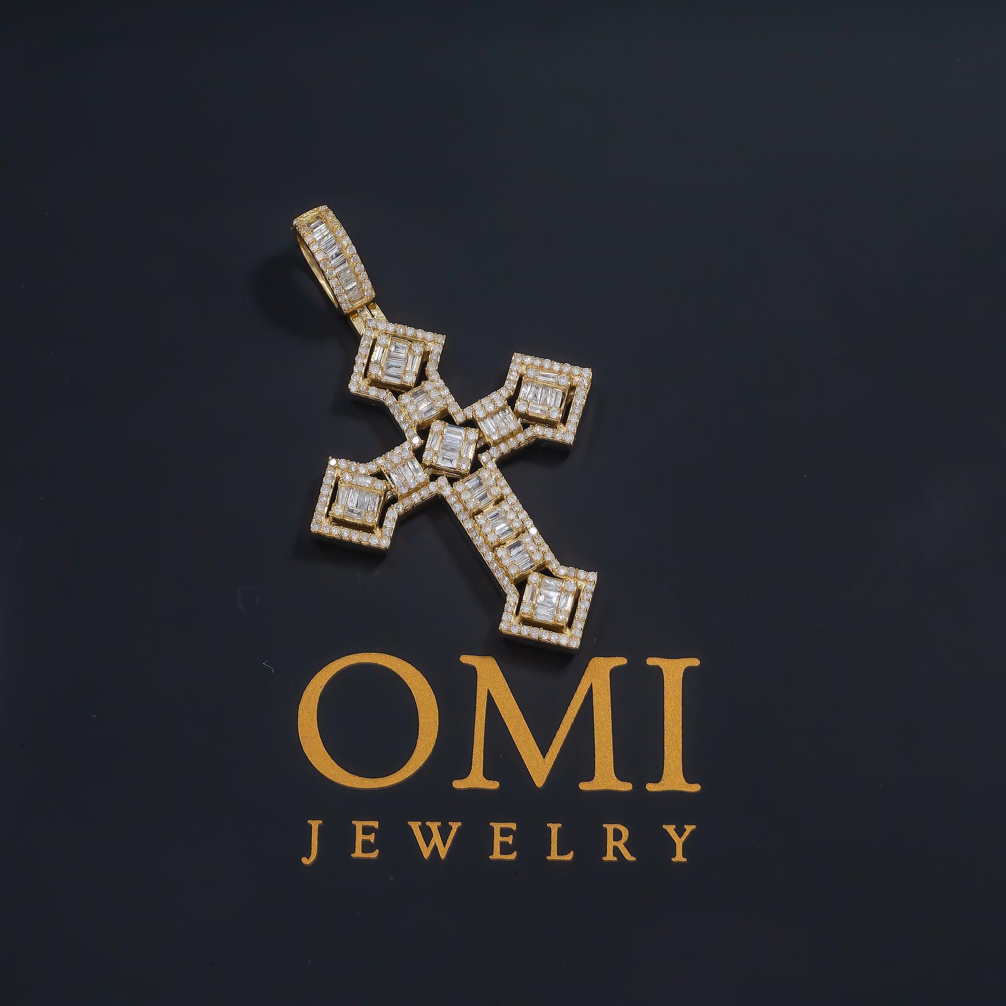 14K GOLD DIAMOND CROSS PENDANT 1.65 CT