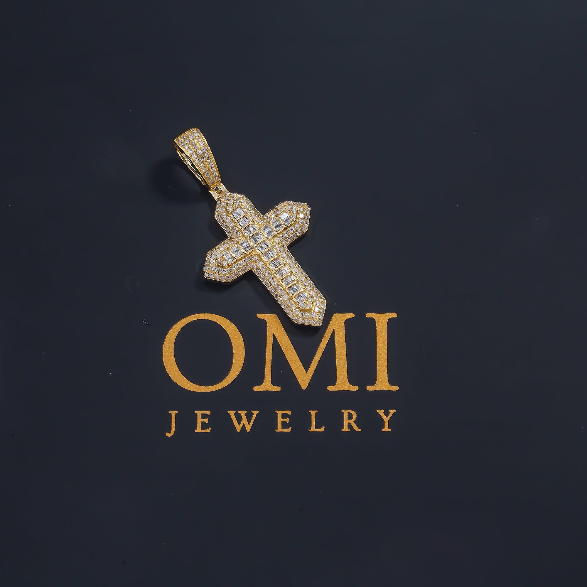 14K GOLD DIAMOND CROSS PENDANT 1.02 CT