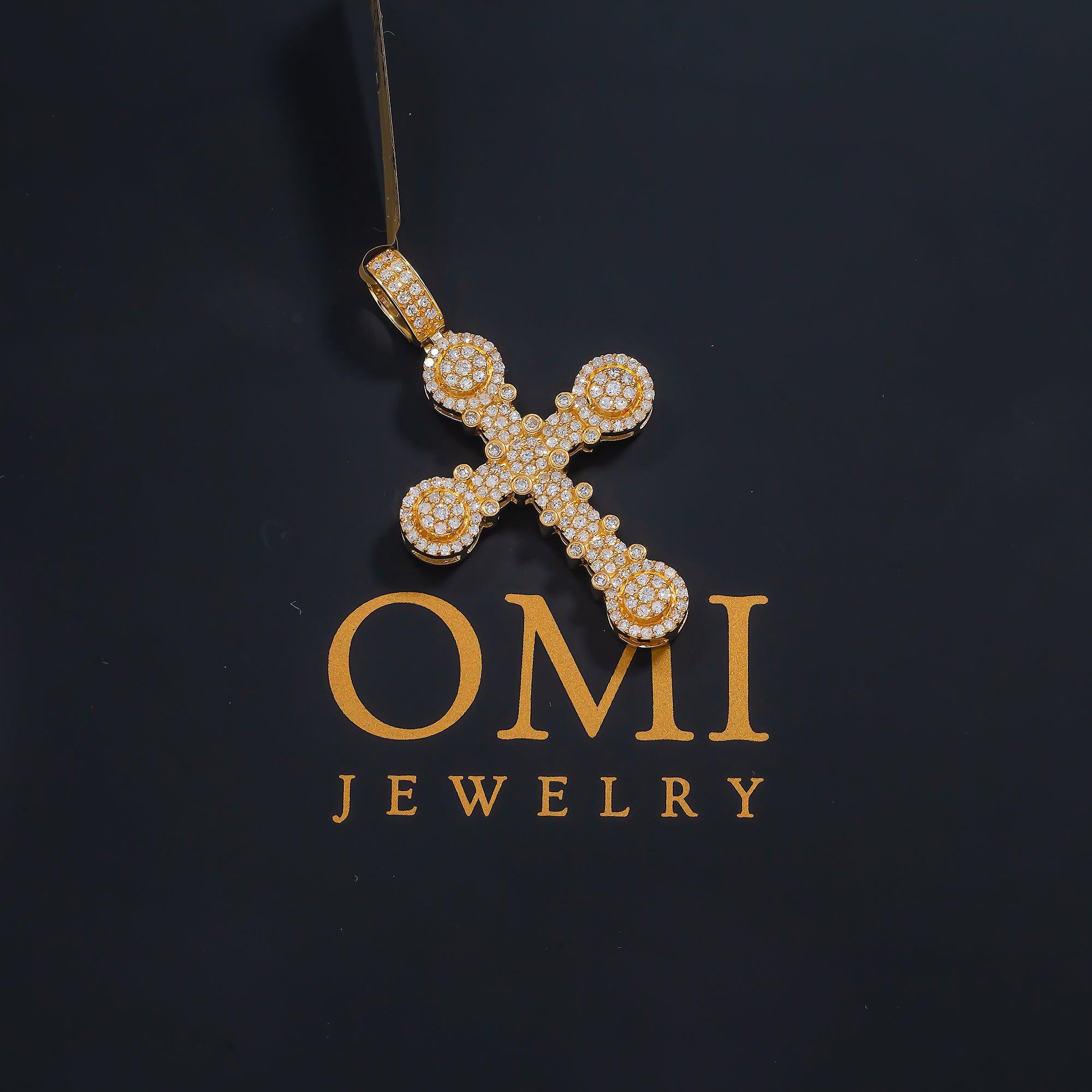 14K GOLD DIAMOND CROSS PENDANT 1.15 CT